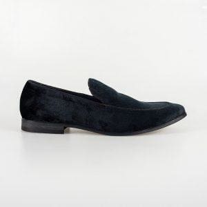 Cavani Milan Black Men's Velvet Dress Shoes - Luxurious Formal Loafers for Weddings, Parties & Business Events