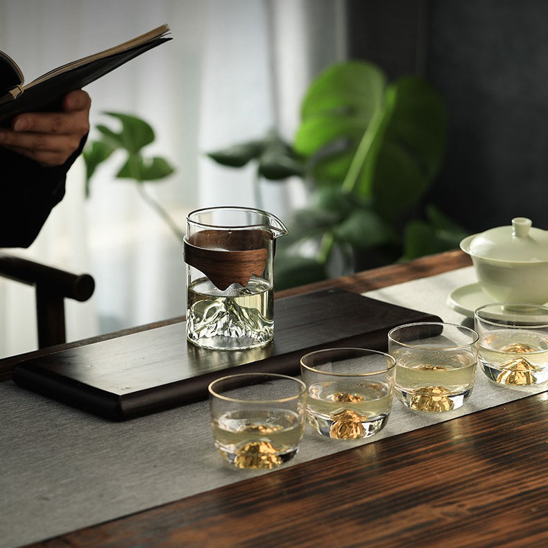 Premium Mountain Glass Fair Cup with Natural Bamboo Handle - Perfect for Tea, Coffee & Hot Beverages at Home, Office or Outdoor Camping