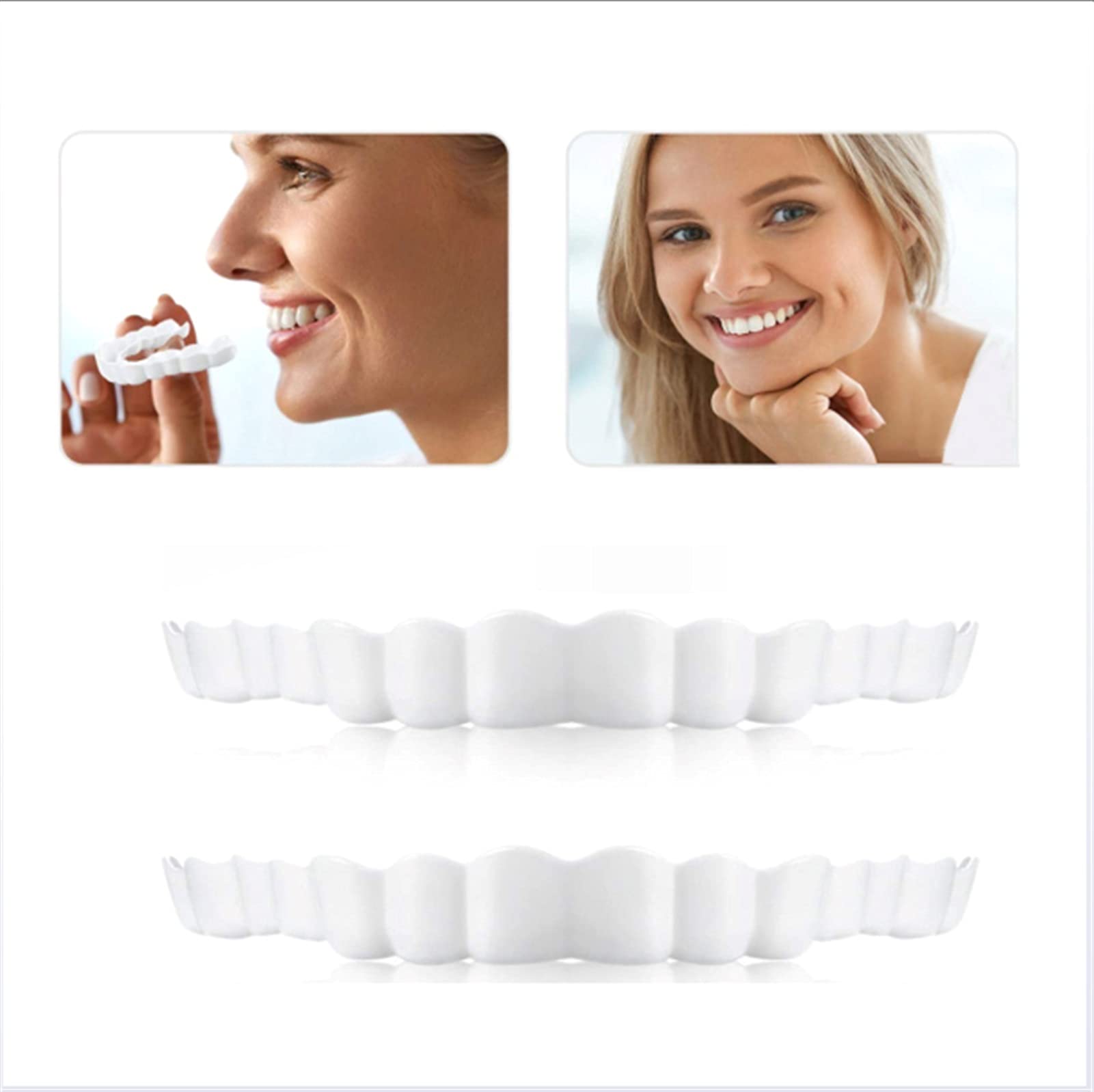 GDYJP Fake Serrated Denture Teeth - Top & Bottom Temporary Cosmetic Dental Braces for Men & Women - Covers Tooth Decay & Missing Teeth (6 Pairs) - Perfect for Halloween Costumes, Cosplay & Dental Emergencies