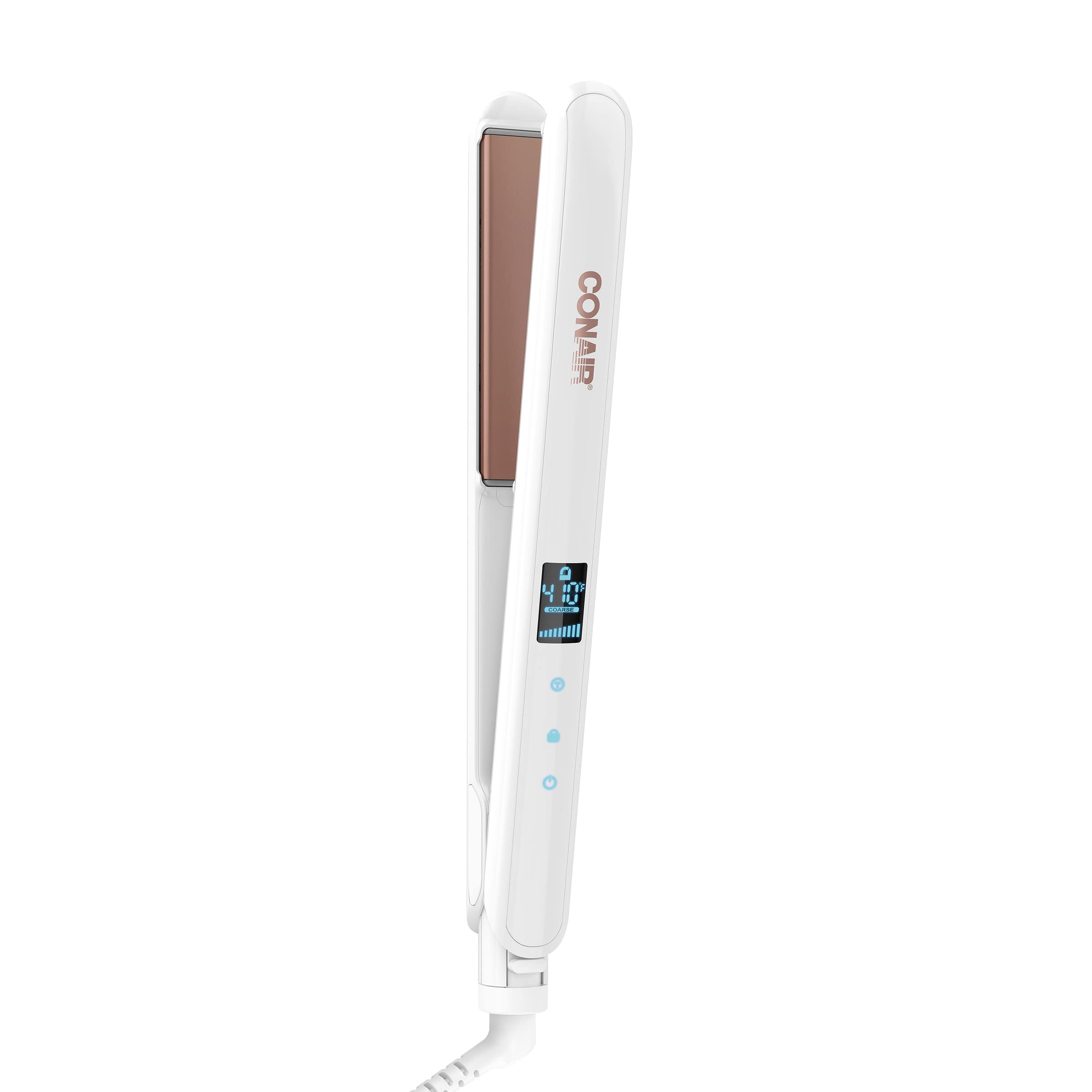 Conair 1-Inch Digital Double Ceramic Flat Iron for Hair Straightening - Professional Styling Tool for Smooth, Shiny Hair at Home or Salon