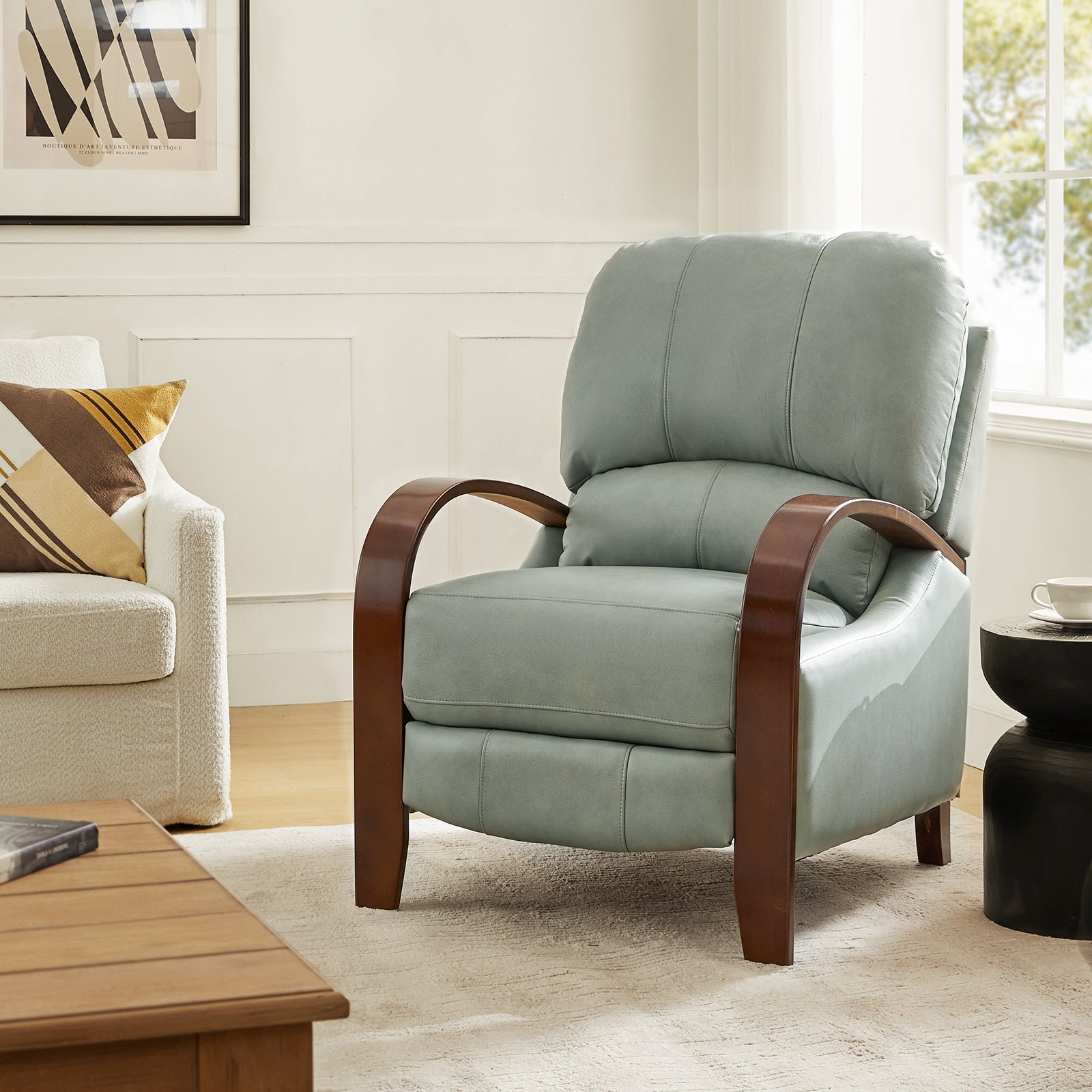 Melissa Genuine Leather Manual Recliner Chair - Handcrafted Full Grain Leather Living Room Recliner with Smooth Manual Mechanism, Perfect for Home Theater, Gaming, and Relaxation