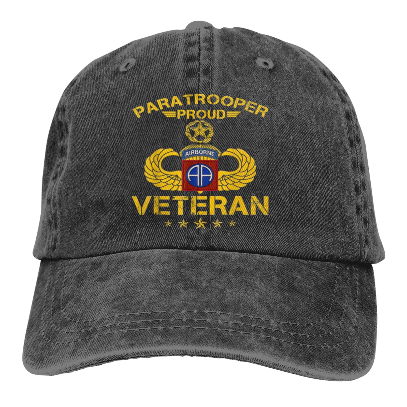 Proud Paratrooper Veteran 82nd Airborne Division Cowboy Hat & Denim Dad Jeans - Military Apparel, Baseball Caps, Plain Fit Hats for Men - Perfect for Patriotic Events, Outdoor Adventures & Casual Wear