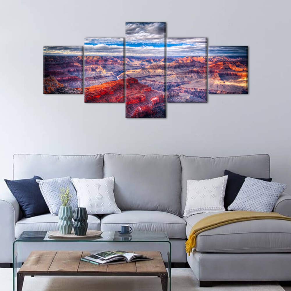 Grand Canyon Canvas Wall Art - 5 Panel Arizona Scenery Painting for Home Decor | Famous USA Landscape Print 50
