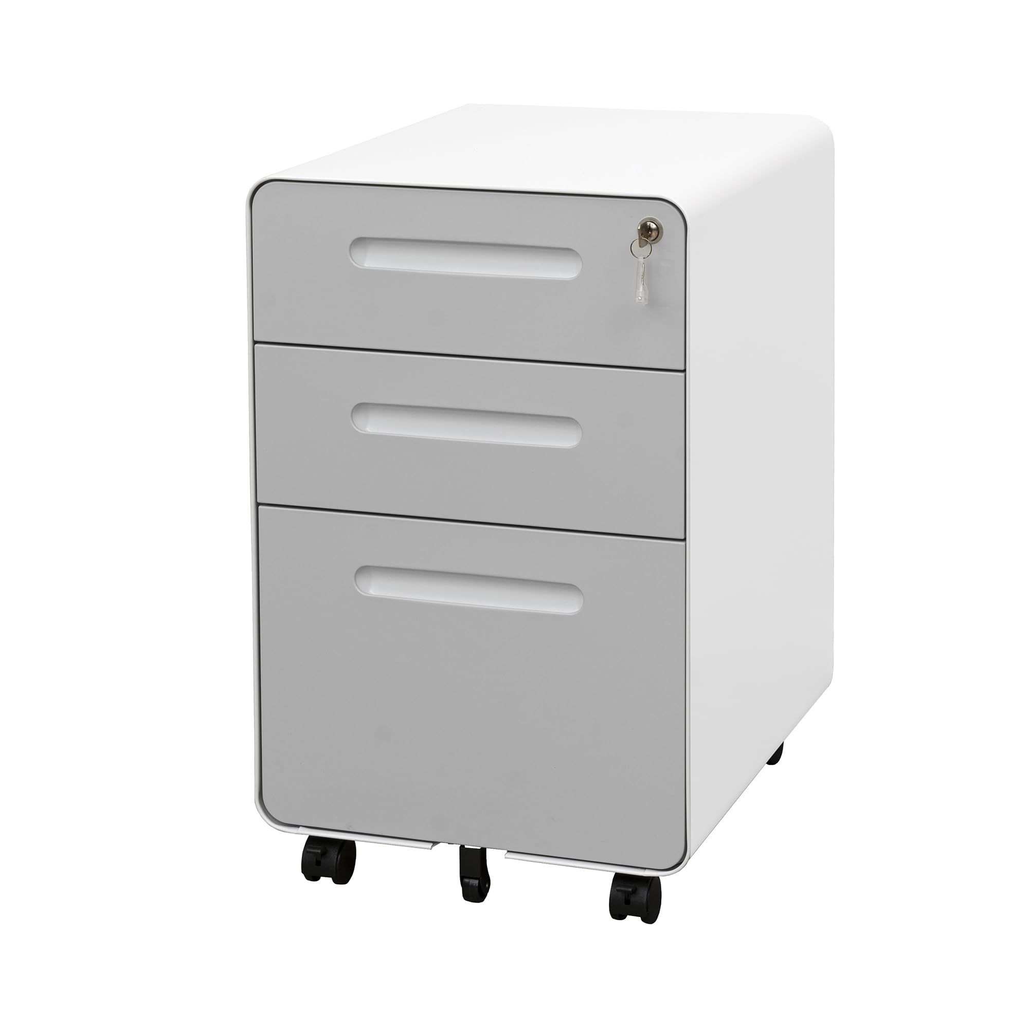 LVSTEEL 3-Drawer Lockable Mobile File Cabinet - Under Desk Metal Storage for Home Office - Fits Legal/Letter/A4 Files - Fully Assembled (Wheels Not Included) - Gray - Perfect for Small Spaces & Office Organization