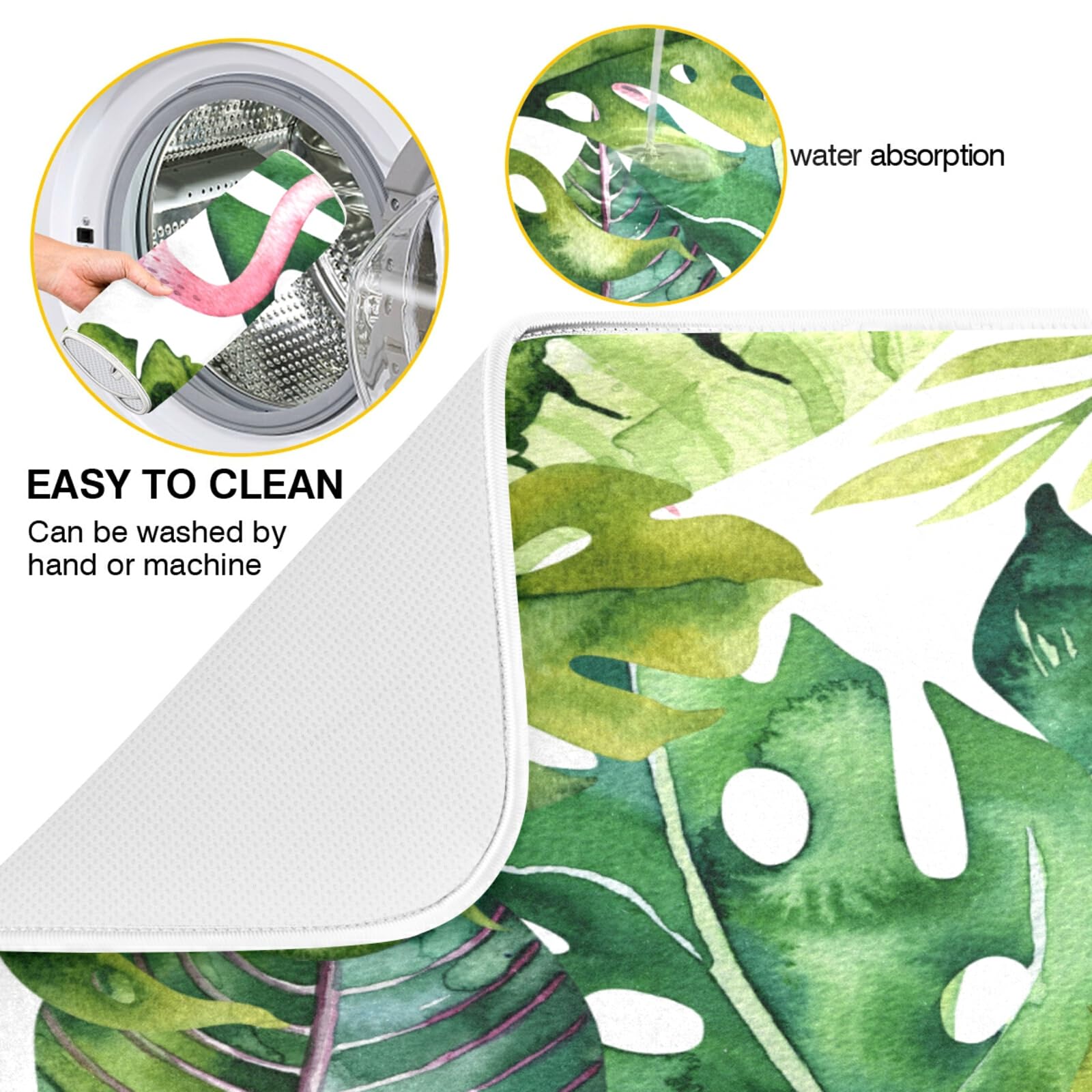 Floral Dish Drying Mat - 18x24 Inch Absorbent Microfiber Kitchen Counter Mat | Washable & Quick-Drying Dish Rack Pad | Perfect for Drying Dishes, Utensils & Cookware | Ideal for Countertops, Sinks & Kitchen Islands