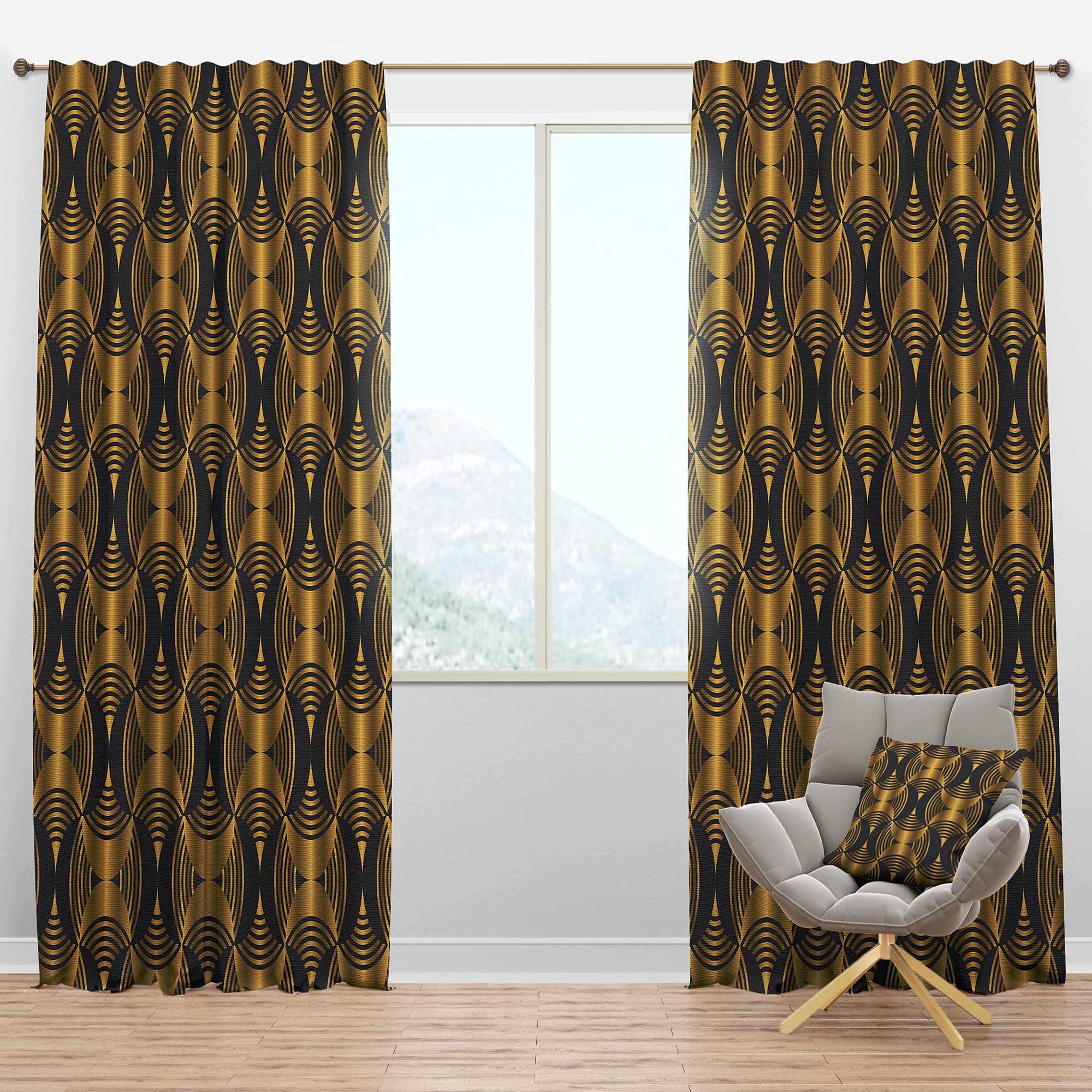 Art Deco Blackout Curtains - Modern Pattern Thermal Insulated Drapes for Bedroom & Living Room (52x95, Single Panel) - Perfect for Light Blocking, Privacy & Energy Efficiency