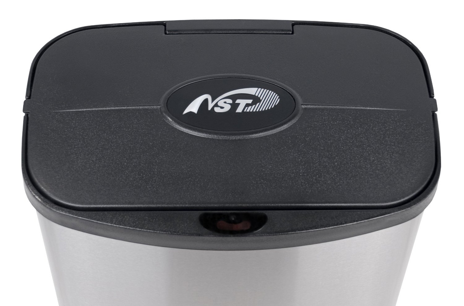 NINESTARS Automatic Touchless Infrared Motion Sensor Trash Can Combo Set - 13 Gal (50L) & 2 Gal (8L) Stainless Steel Base, Oval & Rectangular with Silver/Black Lid - Perfect for Kitchen, Bathroom & Office Waste Disposal