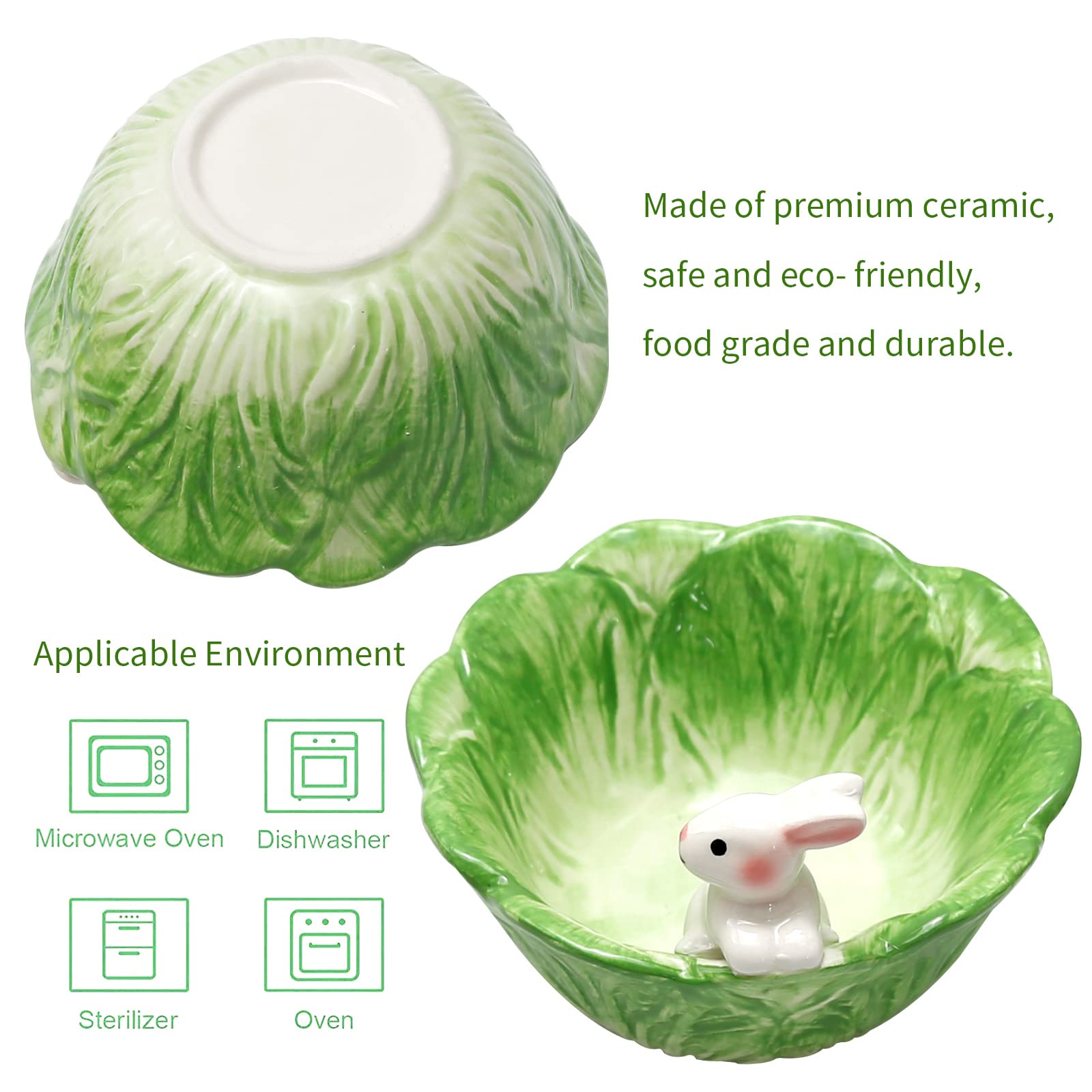 VIKKSAER Cute Bunny Ramen Bowl - Ceramic Salad Bowl for Kitchen & Easter Gifts