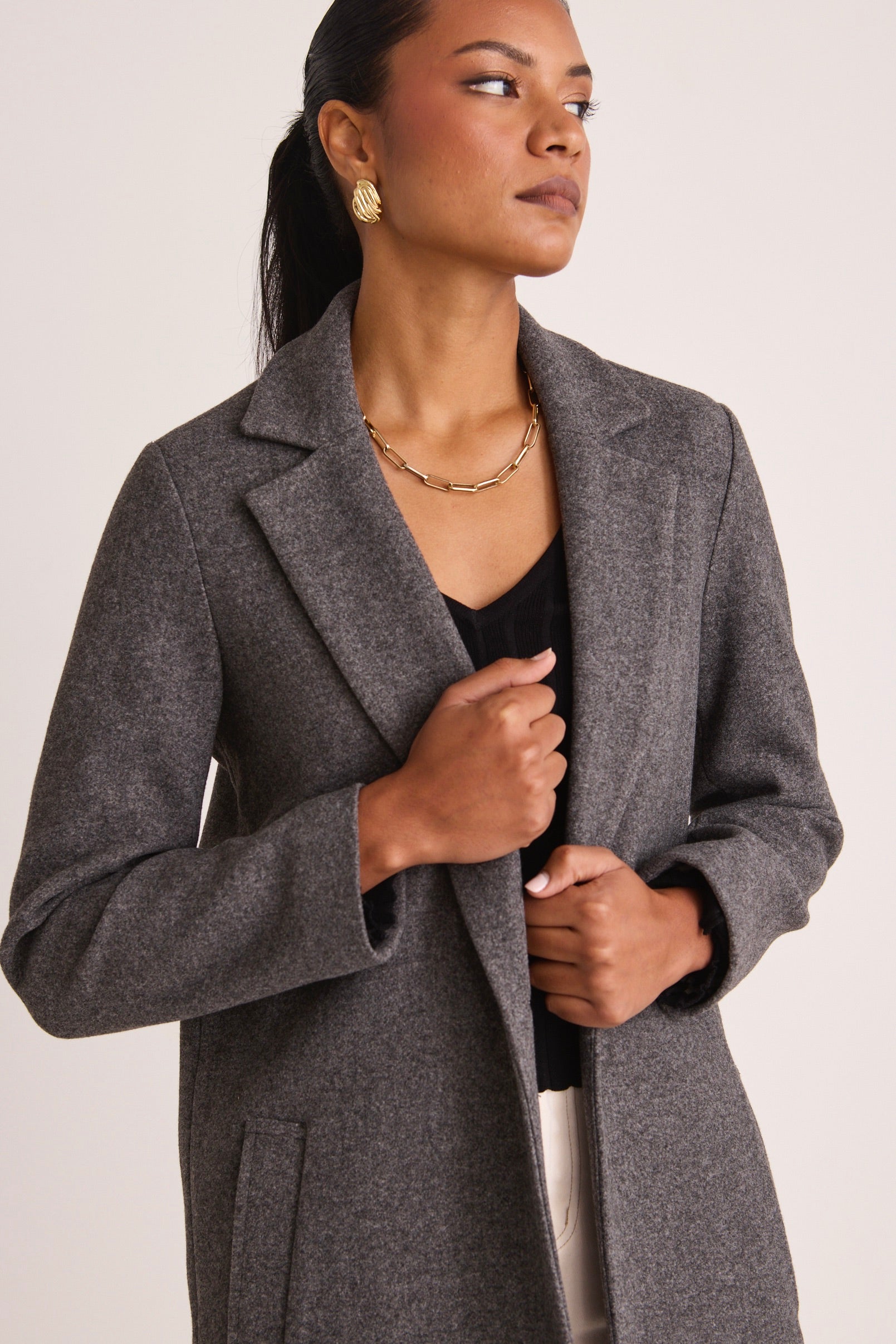 Premium Edmonton Charcoal Marle Long Coat for Men - Stylish Winter Overcoat with Warm Lining | Perfect for Office, Travel & Formal Occasions