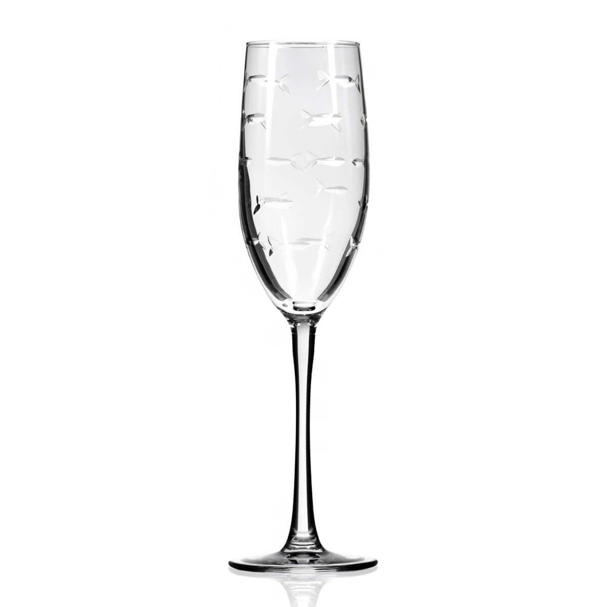 School of Fish 8oz Champagne Flutes - Set of 4 Elegant Glassware for Weddings, Parties & Special Occasions