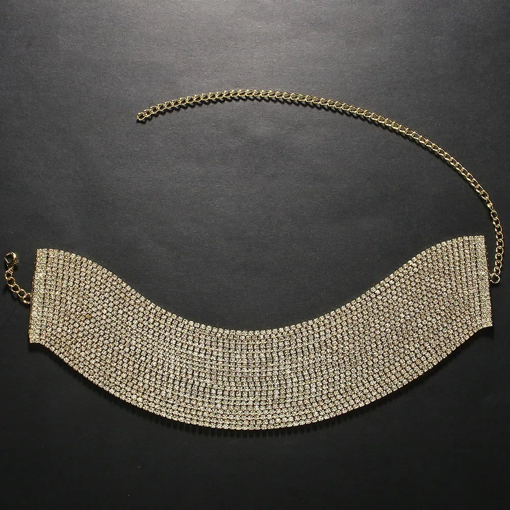 Elegant Rhinestone Multilayer Choker Necklace - Sparkling Crystal Statement Collar Necklace for Women | Perfect for Evening Parties, Weddings & Special Occasions