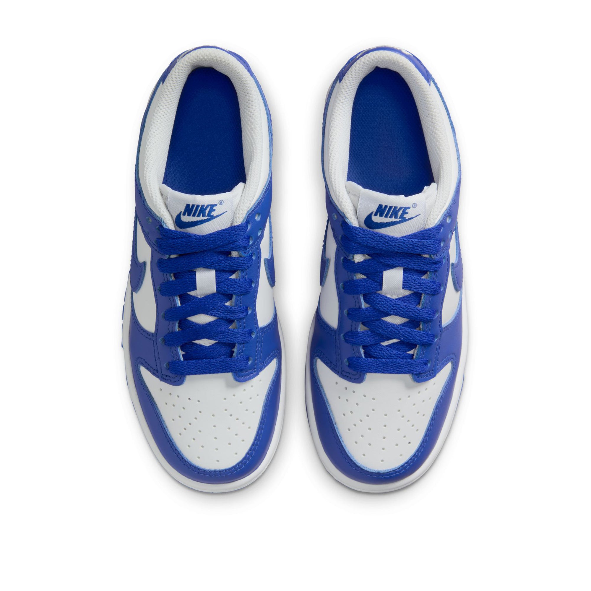 Nike Dunk Low GS Sneakers for Kids - White & Hyper Royal - Lightweight Comfortable Basketball Shoes for School, Sports & Casual Wear