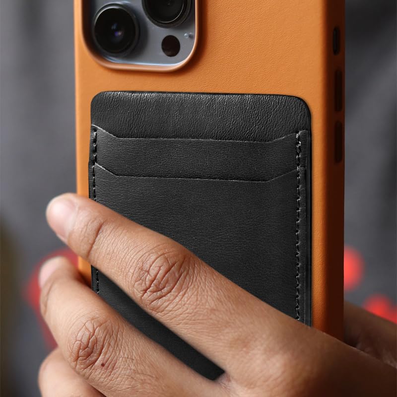 3 Pack Leather Stick-On Phone Card Holder - Slim Wallet for iPhone, Samsung & Android - Black & Grey - Perfect for Hands-Free Shopping, Travel & Daily Essentials