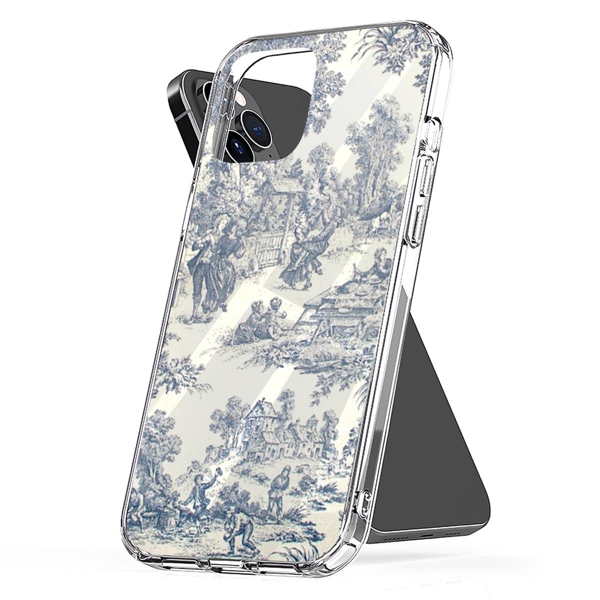 Shockproof Toile Print Phone Case - Compatible with iPhone 14/13/12/11/X/Xs/Xr/8/7/6/6s Plus/Pro Max/Mini & Galaxy Note/S9/S10/S20/S21 Ultra - Transparent Protective Cover for Everyday Use & Travel