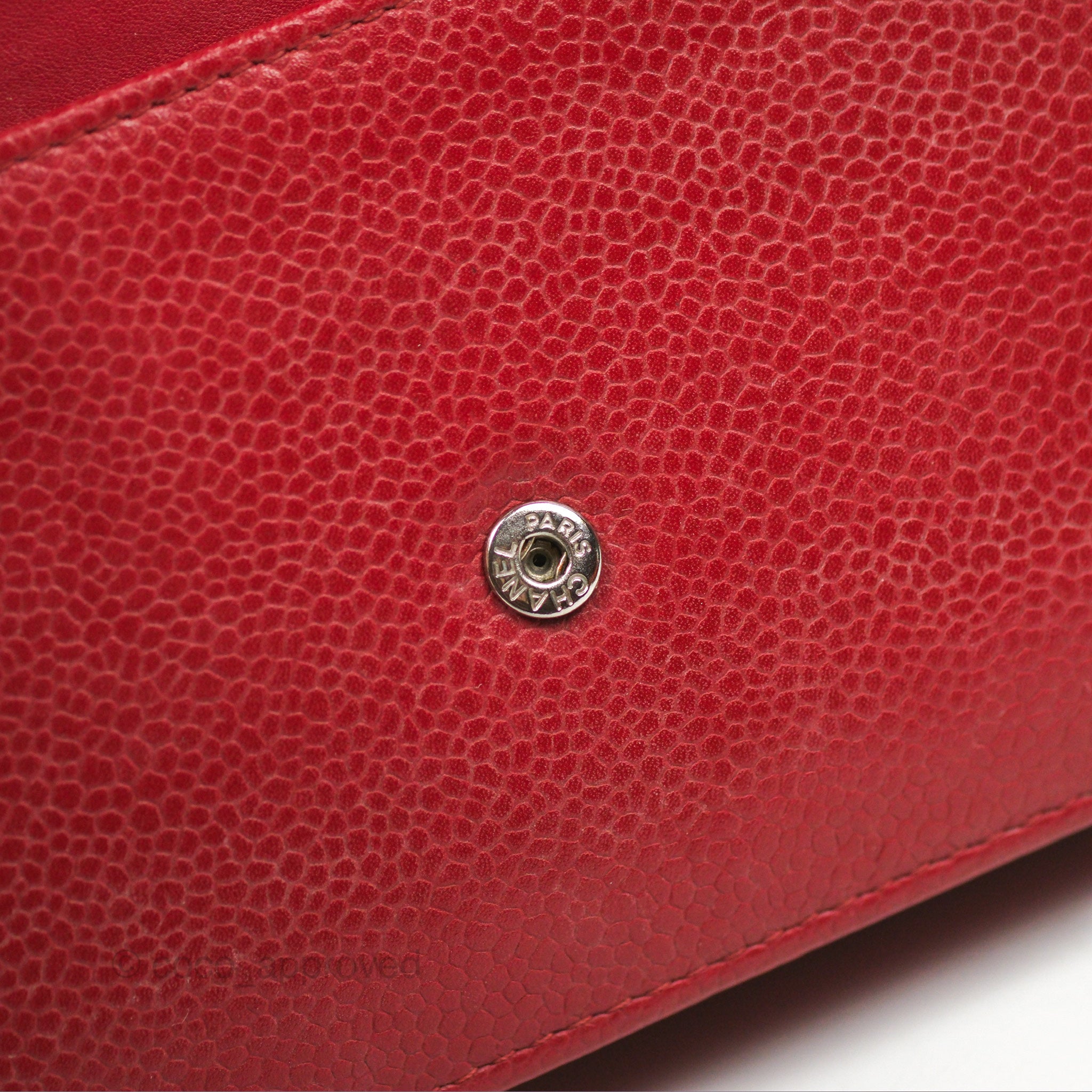 Chanel CC Wallet On Chain WOC Crossbody Bag - Red Caviar Leather with Silver Hardware | Perfect for Evening Events, Parties & Date Nights