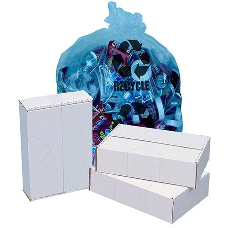 40x46 Inch Heavy Duty 1.2 Mil Blue Recycling Bags - 45 Gallon Trash Bags, Coreless Roll (100 Bags/Case) - Perfect for Home, Office & Commercial Waste Disposal