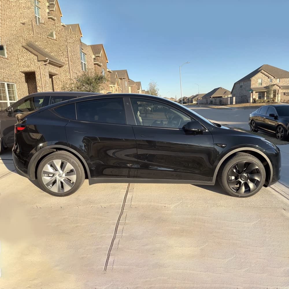 Tesla Model Y 19-Inch Überturbine Wheel Covers - Left & Right Symmetric Matte Black Caps for Enhanced Style & Protection | Perfect for Road Trips & Daily Commutes