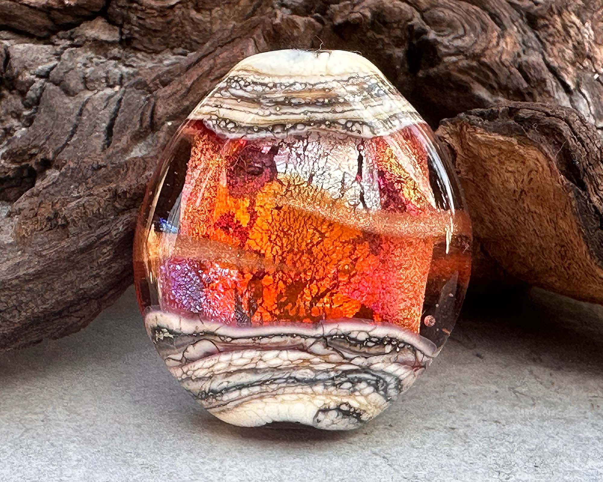 Orange Organic Lampwork Focal Bead SRA - Handmade Glass Beads for Jewelry Making, DIY Crafts & Beading Projects - Perfect for Necklaces, Bracelets & Earrings