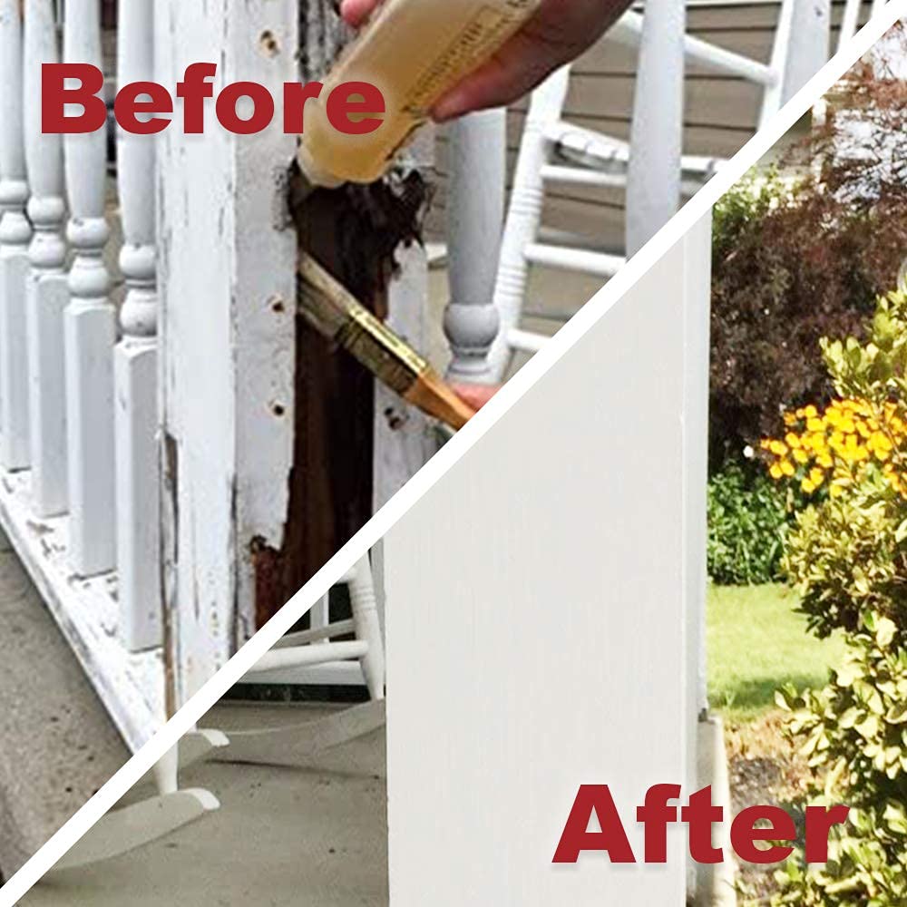 PC-Products Wood Repair Epoxy Paste & Wood Hardener Kit - PC-Woody 96 oz & PC-Petrifier 1 Gallon for Furniture, Deck, Floor Restoration - Fix Rotting Wood, Cracks & Holes for DIY Home Improvement Projects
