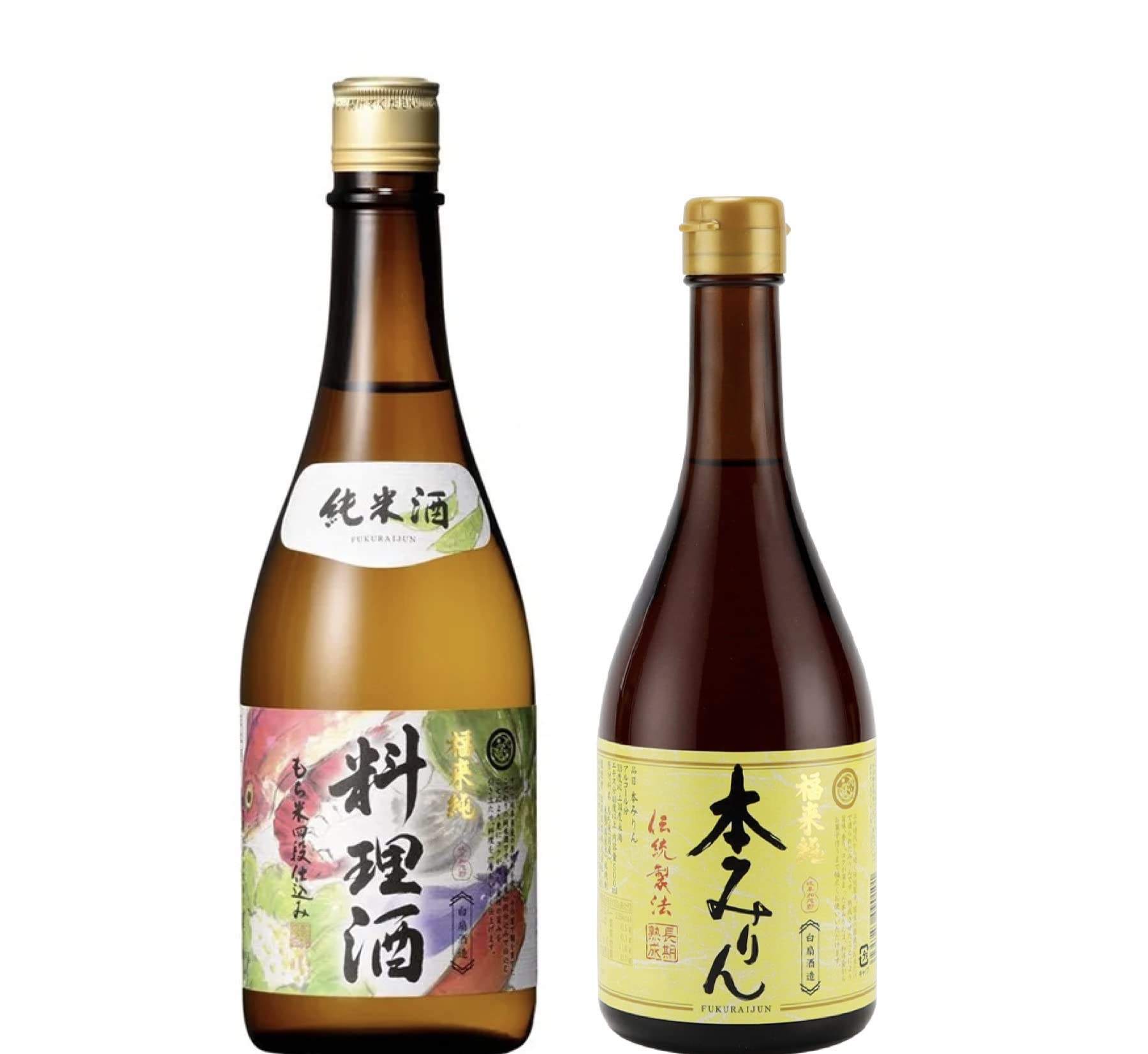 Premium Japanese Cooking Sake & Hon Mirin Set - 720ml Junmai Ryori Sake & 500ml Aged Hon Mirin - Authentic Japanese Rice Wine from Gifu - Perfect for Sushi, Teriyaki & Japanese Cuisine
