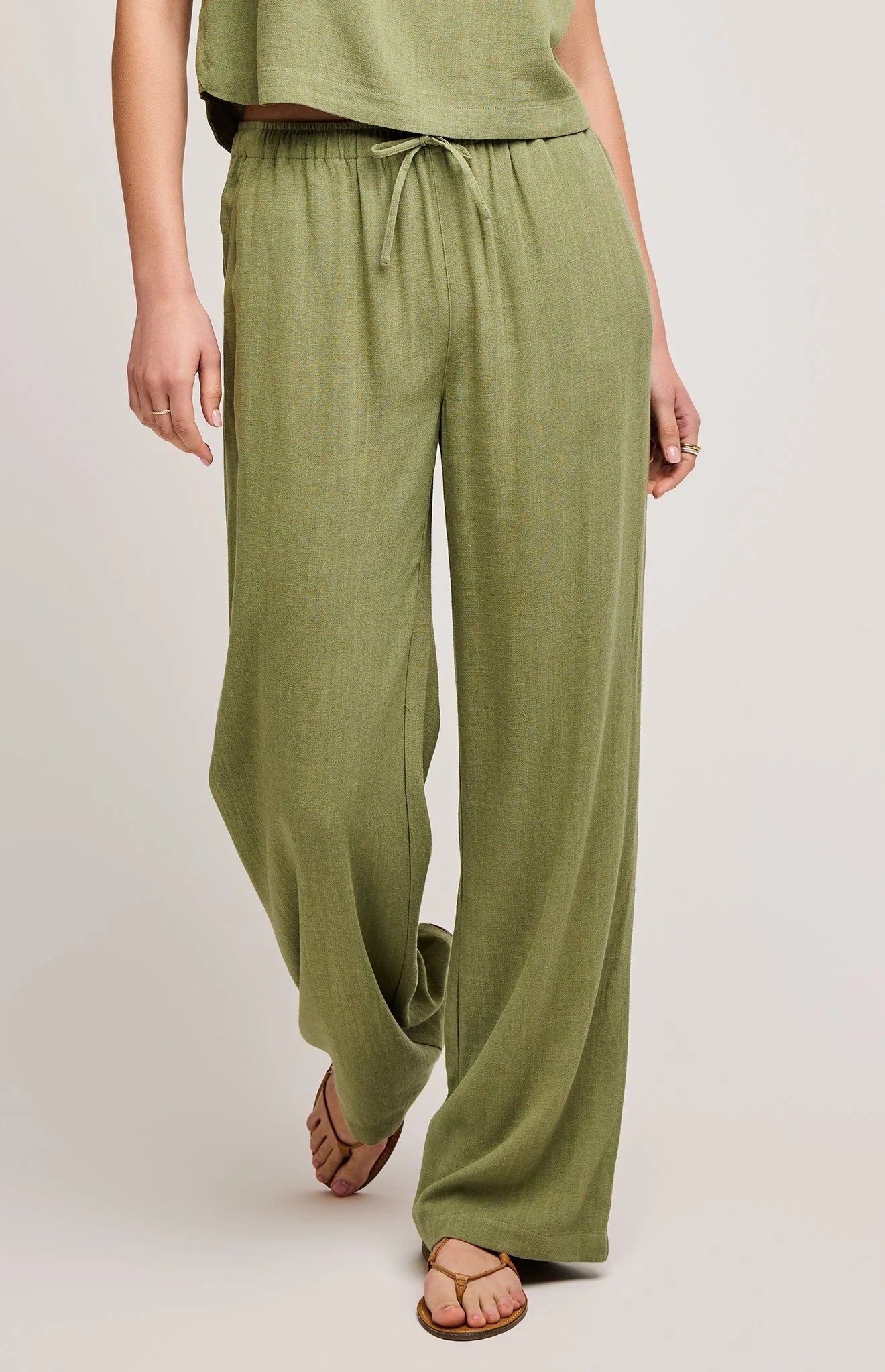 Gentlefawn Finley Women's High Waisted Pants - Soft Stretch Matcha Green Casual Trousers for Work, Travel & Everyday Wear