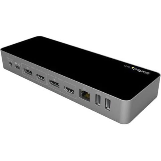 StarTech.com Universal Laptop Docking Station - Hybrid USB-C/USB-A Dock with Dual 4K DP/HDMI Ports, 60W Power Delivery - Compatible with Mac, Windows & Chrome OS - Ethernet Port Included - Perfect for Home Office & Remote Work Setup