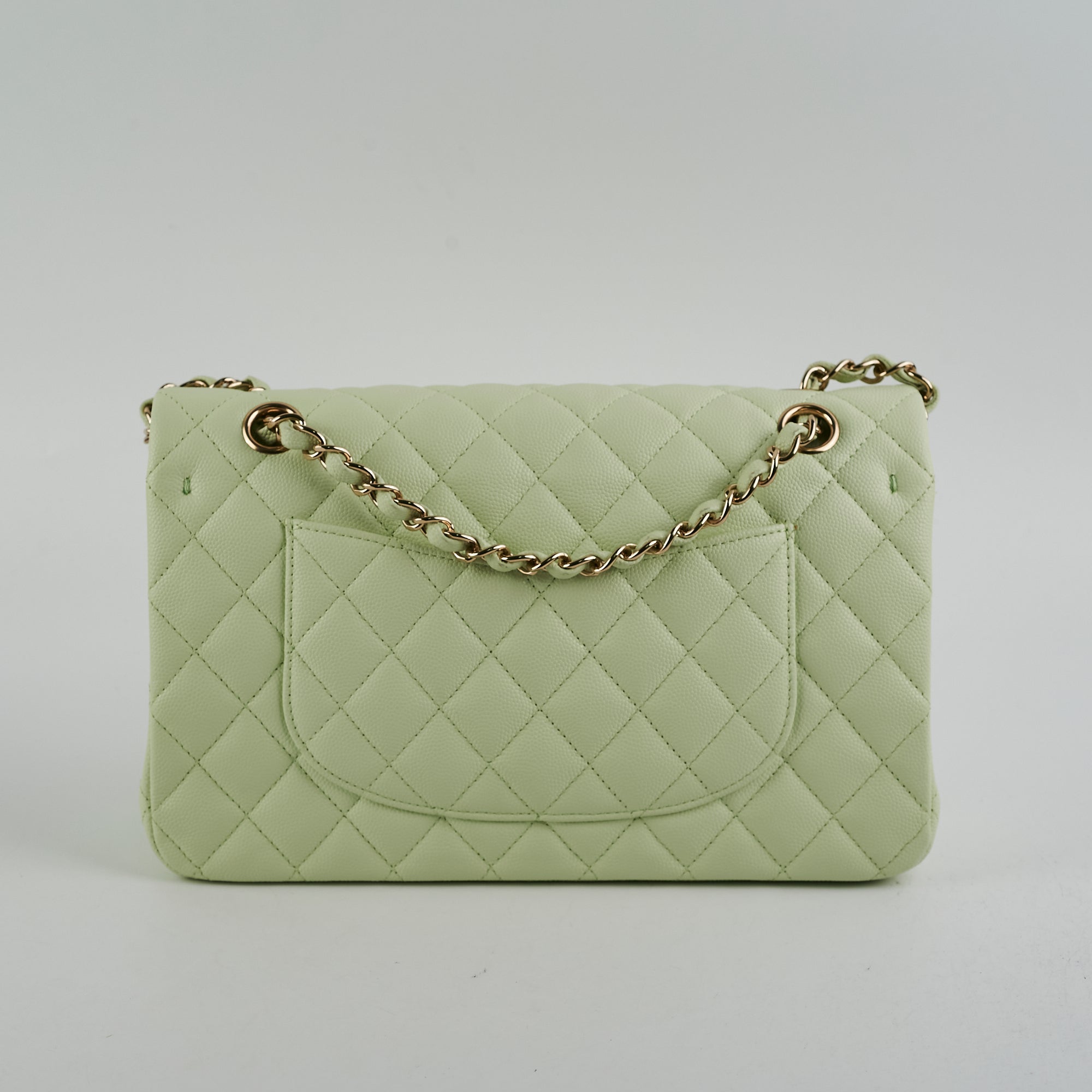 Chanel Medium Caviar Leather Double Classic Flap Bag in Light Green - Luxury Designer Handbag for Women, Perfect for Parties, Weddings & Everyday Elegance