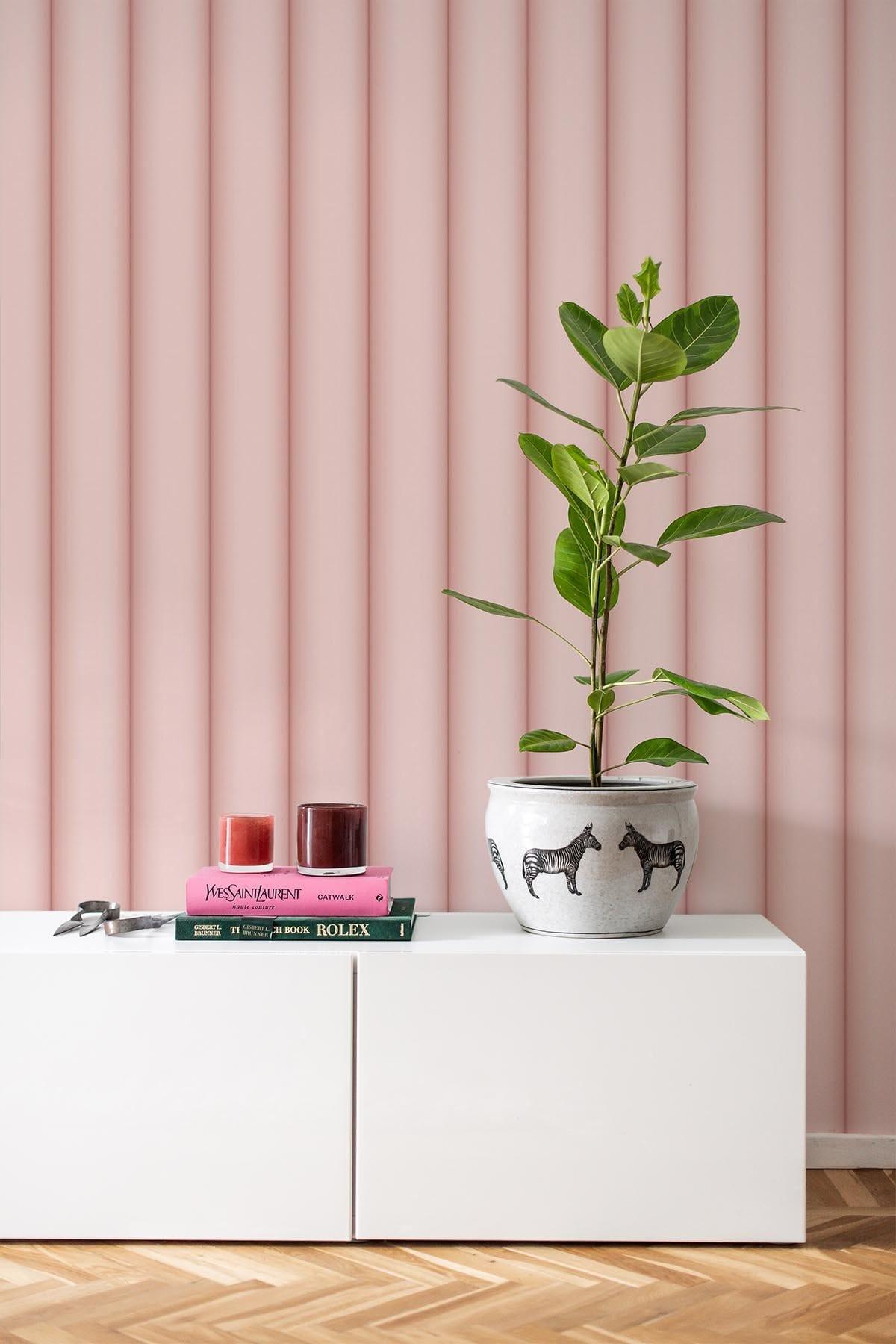 Large Soft Pink Curved Wall Panel - Elegant 3D Acoustic Decor for Living Room, Bedroom & Office