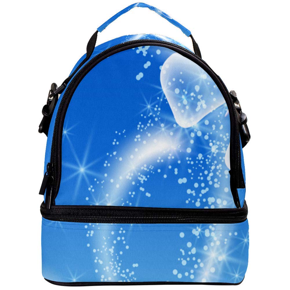 GIOVANNIOR Insulated Lunch Box - Transparent Sparkling Butterflies Design, Leak-Proof Cooler Bag for School, Work & Picnic | Perfect for Men & Women