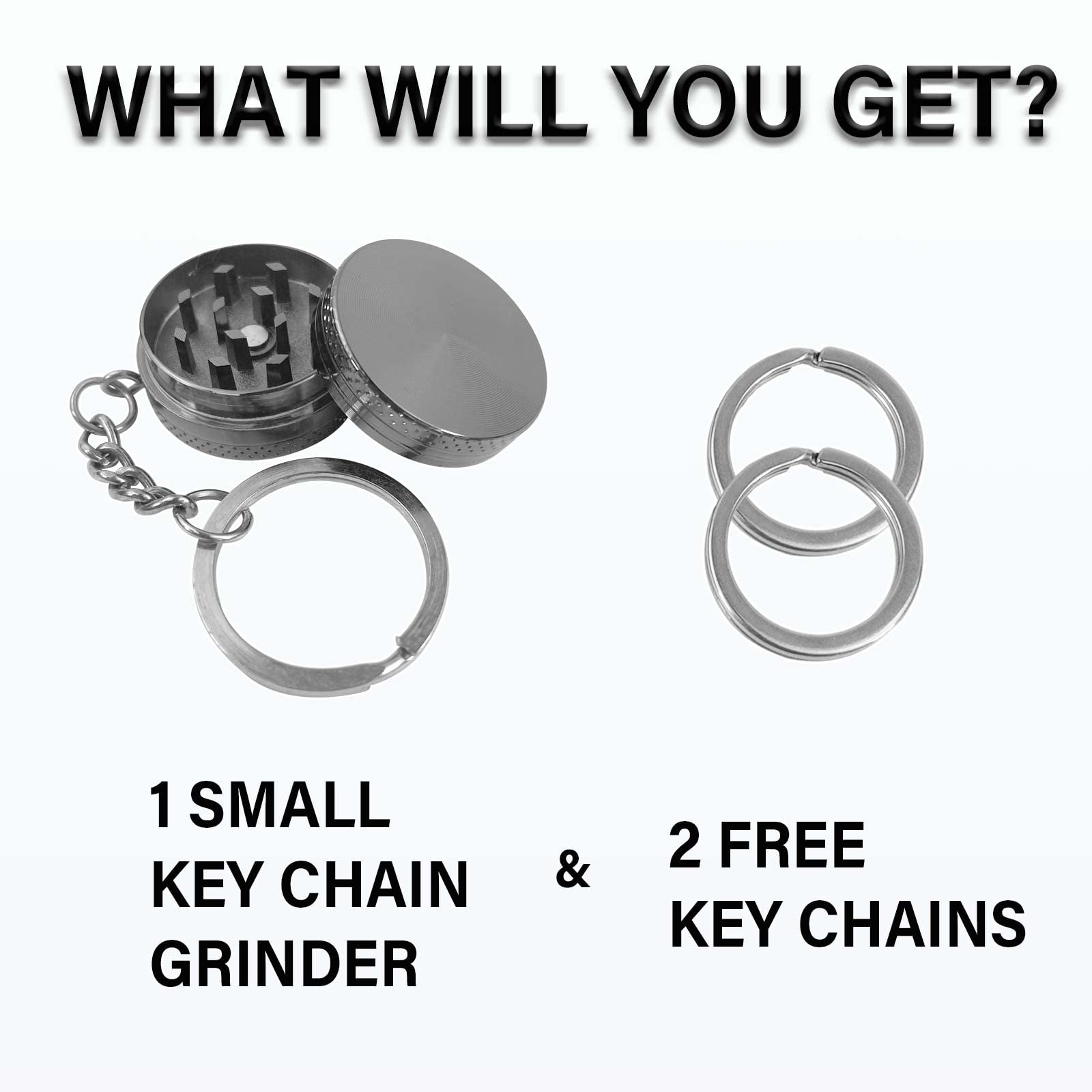Mini Metal Spice Grinder - 1.18 Inch Portable Herb Crusher with 25mm Keychain Rings (2 Pack) - Cute Unisex Keychain Accessory for Kitchen, Camping & Travel Essentials