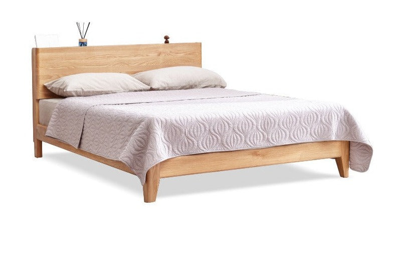 Solid Oak Wood LED Bed Frame with Built-in Lighting - Perfect for Modern Bedrooms, Guest Rooms, and Cozy Home Decor