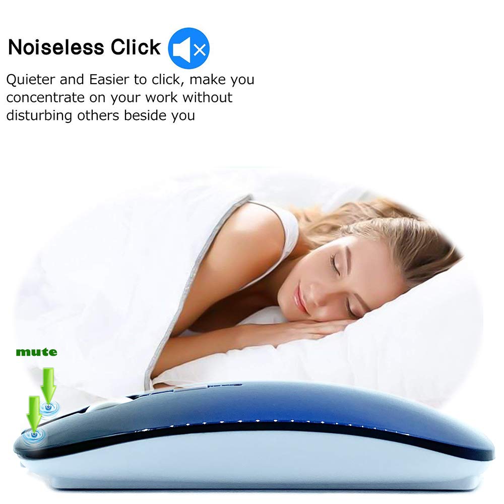 Rechargeable Bluetooth Mouse for MacBook, MacBook Air, MacBook Pro, iPad, Laptop, Notebook, PC, Chromebook - Wireless Mouse with BT 5.0 (Royal Blue) - Perfect for Work, Travel, and Home Office Use