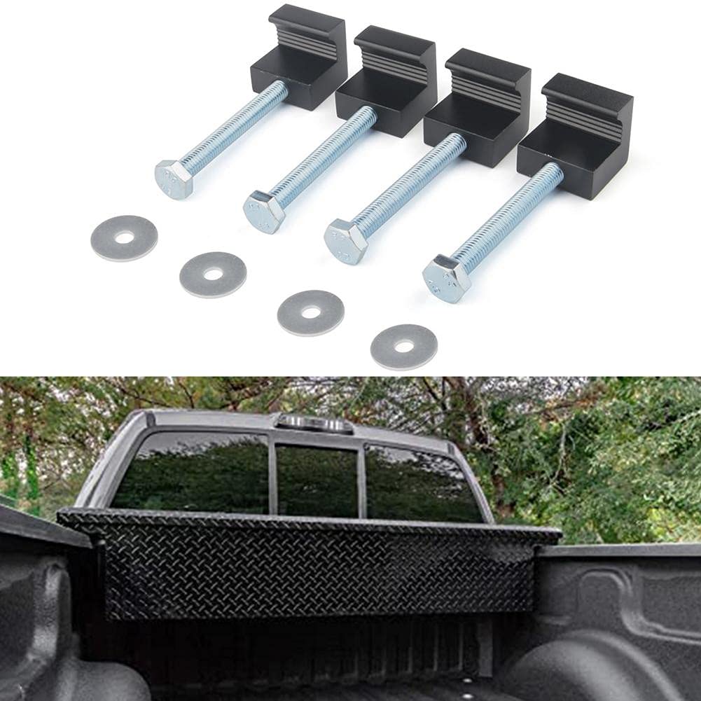 4pcs Aluminum J-Shaped Truck Tool Box Mounting Clips - Heavy Duty Tie Downs for Pickup Toolbox, Secure Cross Fixing Device, Durable Auto Parts for Off-Road & Work Trucks