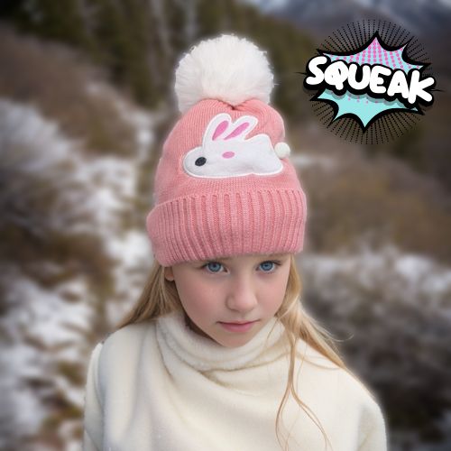 Rosie Rabbit Kids Winter Hat for Girls - Soft Pink Fleece Earflap Beanie for Cold Weather, Outdoor Play & Snow Activities