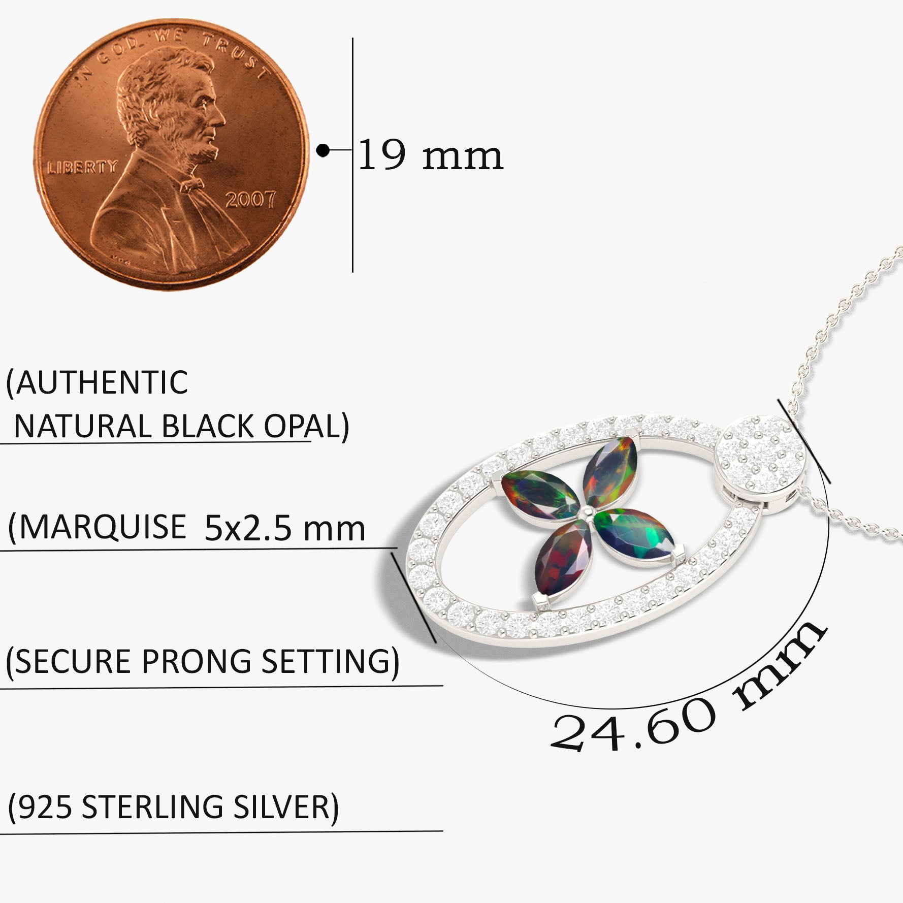 Natural Black Opal OX Style Charm Pendant Necklace for Women - Elegant Zodiac Jewelry Gift for Birthday, Anniversary & Special Occasions