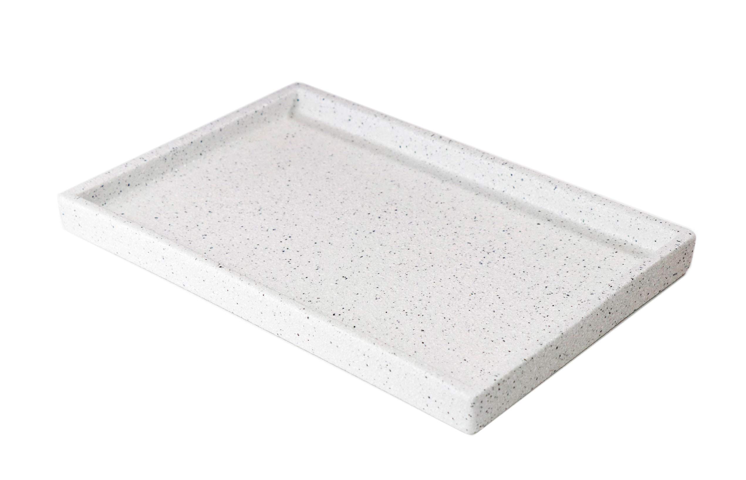 Premium Porcelain Marble Bathroom Tray - Large Rectangle Vanity Organizer for Jewelry, Perfume & Keys | Ceramic Countertop Decor with Non-Slip Base | Perfect for Sink, Dresser & Bathroom Counter Organization