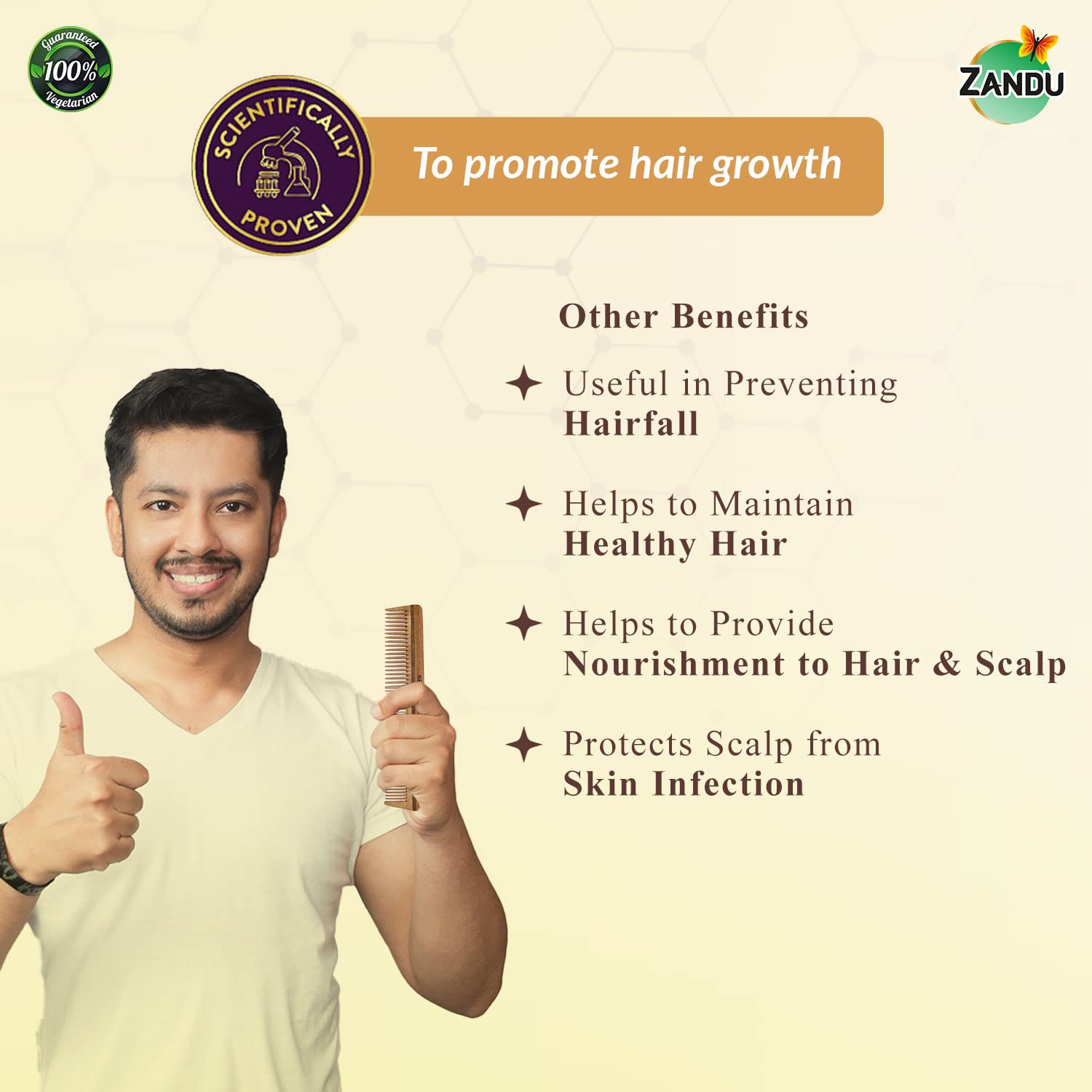 Zandu Hair Growth Vitalizer - Herbal Supplement for Hair & Scalp Nourishment | 60 Capsules | Promotes Healthy Hair Growth | Ideal for Thinning Hair & Scalp Care | Perfect for Daily Hair Wellness Routine