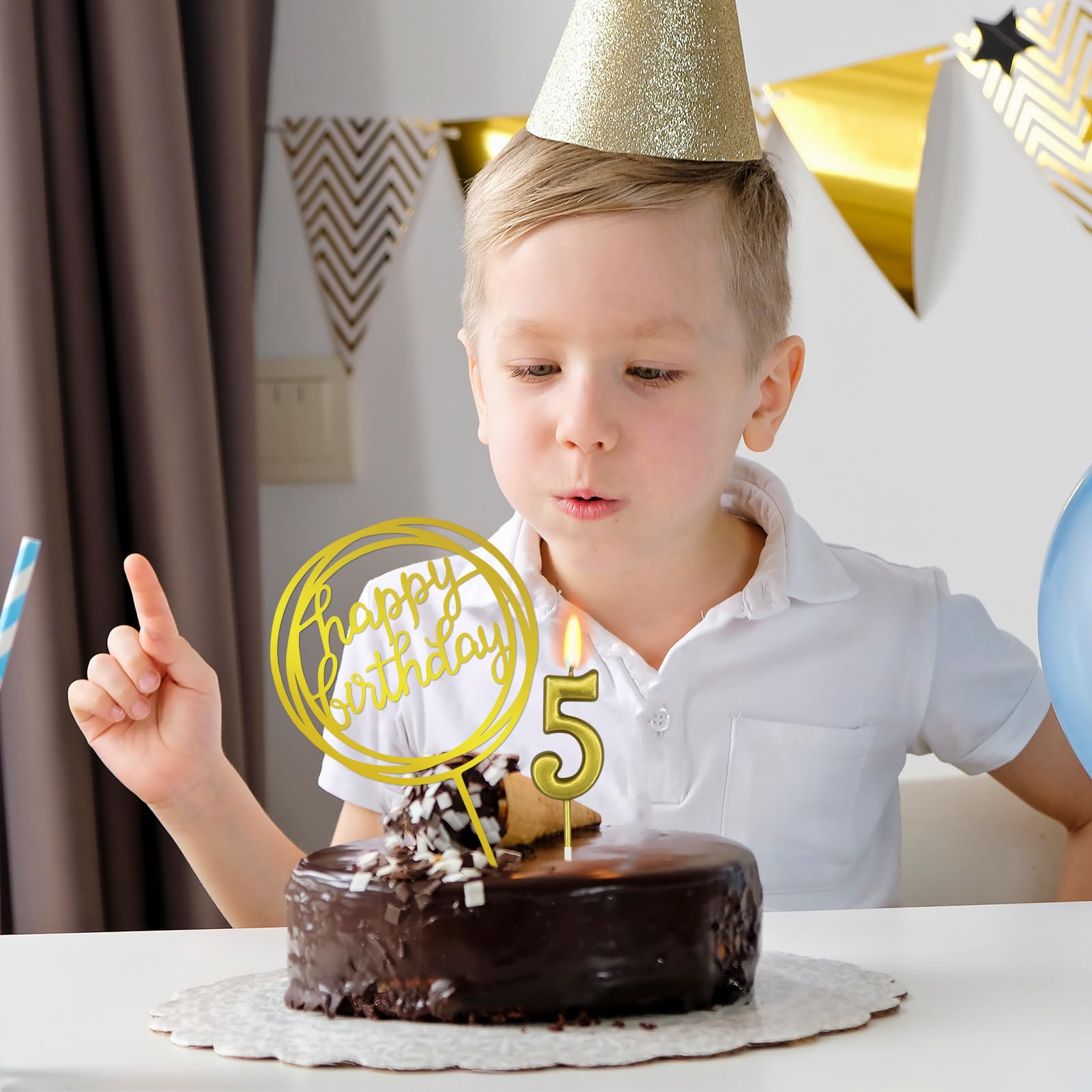 10-Piece Number Birthday Candles Set (0-9) - Gold Glitter Cake Toppers for Birthday Parties, Weddings & Special Celebrations - Perfect for Cakes, Cupcakes & Dessert Decorations