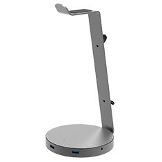 Flujo AH 2 Premium Aluminum Headphone Stand with USB 3.0 Hub & Audio Port - Perfect for Gaming Setup, Home Office, and Studio Organization