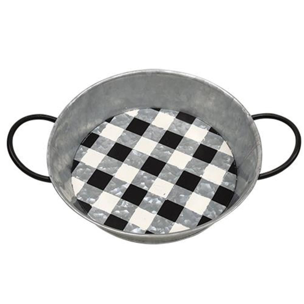 2-Pack Black Buffalo Check Round Serving Trays - Rustic Farmhouse Style for Holiday Parties, Dining, and Home Decor