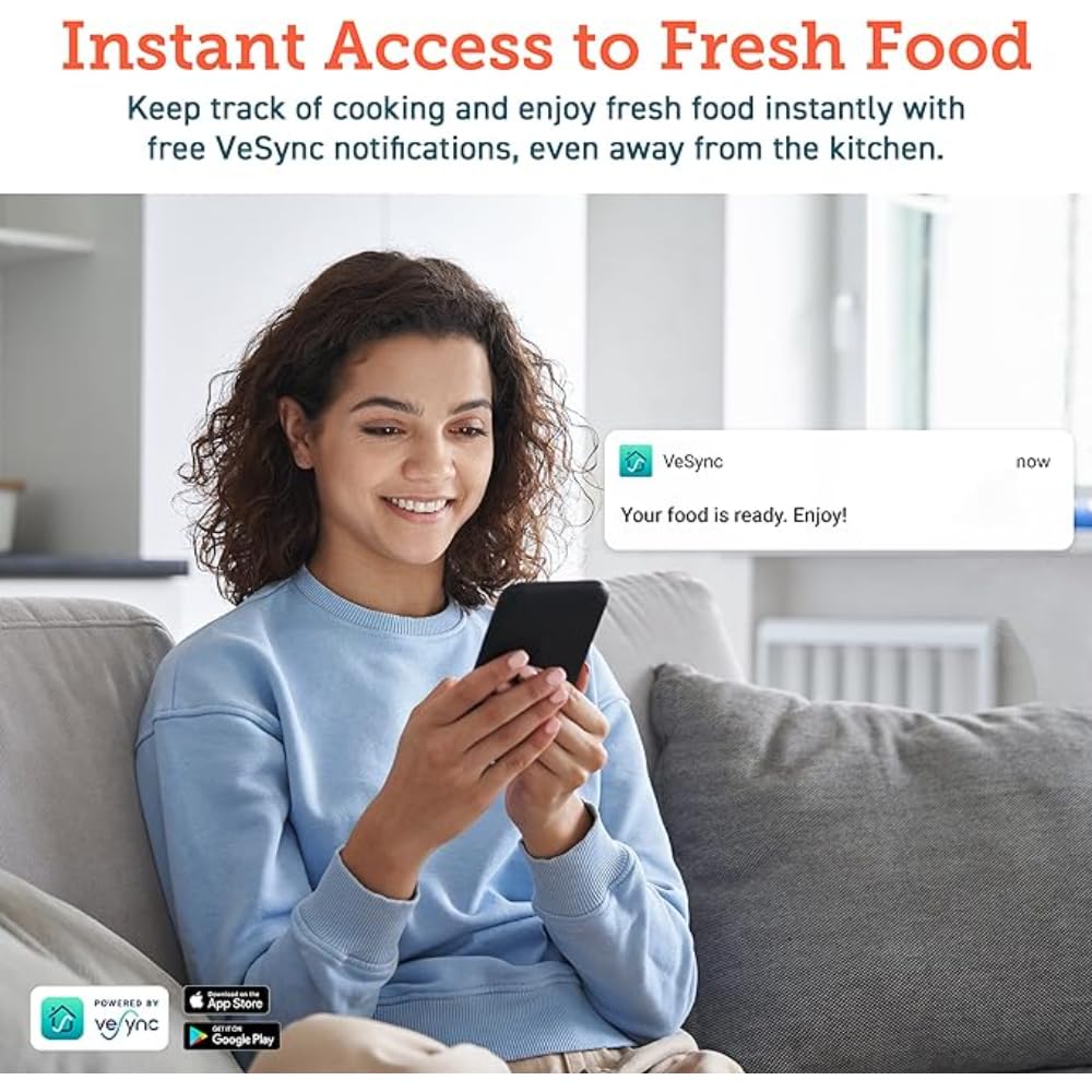 COSORI 5.5L Smart Air Fryer Oven with 200 Recipes - APP Control, 13 Cooking Functions (Roast, Bake, Reheat), Removable Square Basket, Dishwasher Safe - Perfect for Healthy Cooking, Family Meals & Quick Snacks (Black)