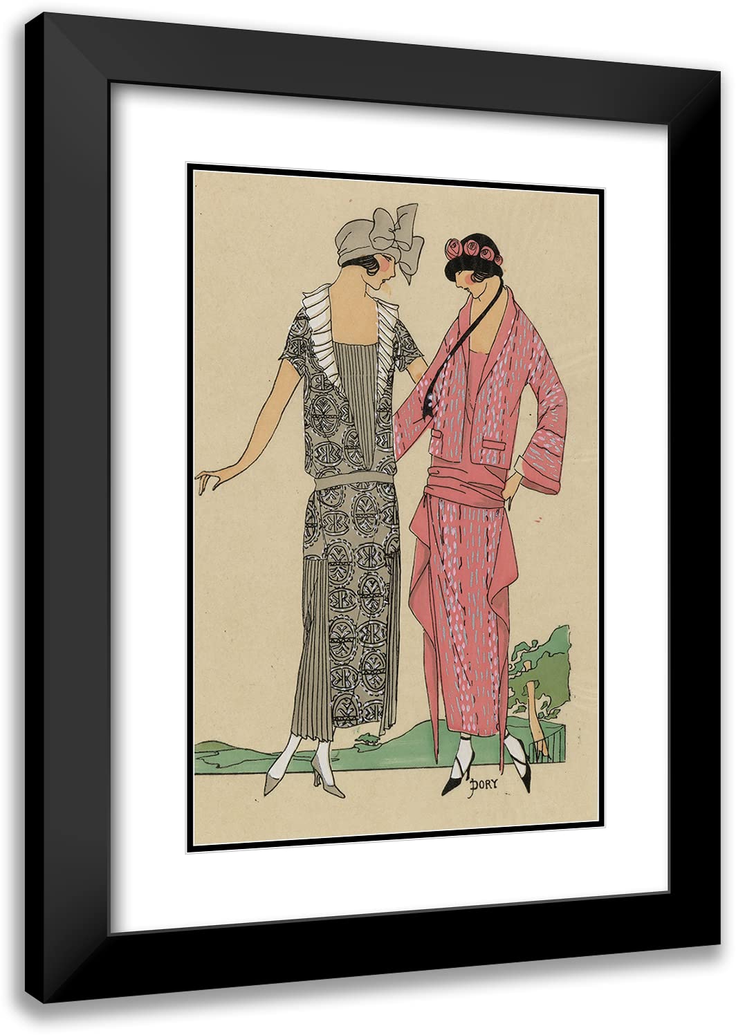 ArtDirect J. Dory 17x24 Inch Black Modern Picture Frame with Double Matted Museum Quality Art Print - 'Weighing' Gothic Pancake Dress Wall Art for Home & Office Decor
