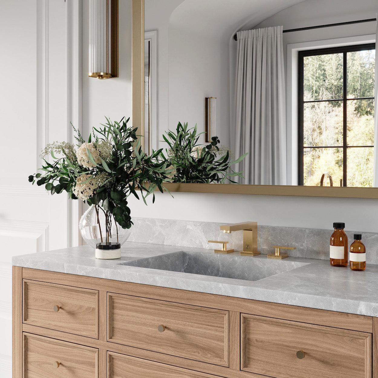 ZLINE Crystal Bay Bathroom Faucet - CBY BF Series - Modern Waterfall Spout Bathroom Sink Faucet with Lever Handle for Vanity, Powder Room & Guest Bath (Brushed Nickel Finish)