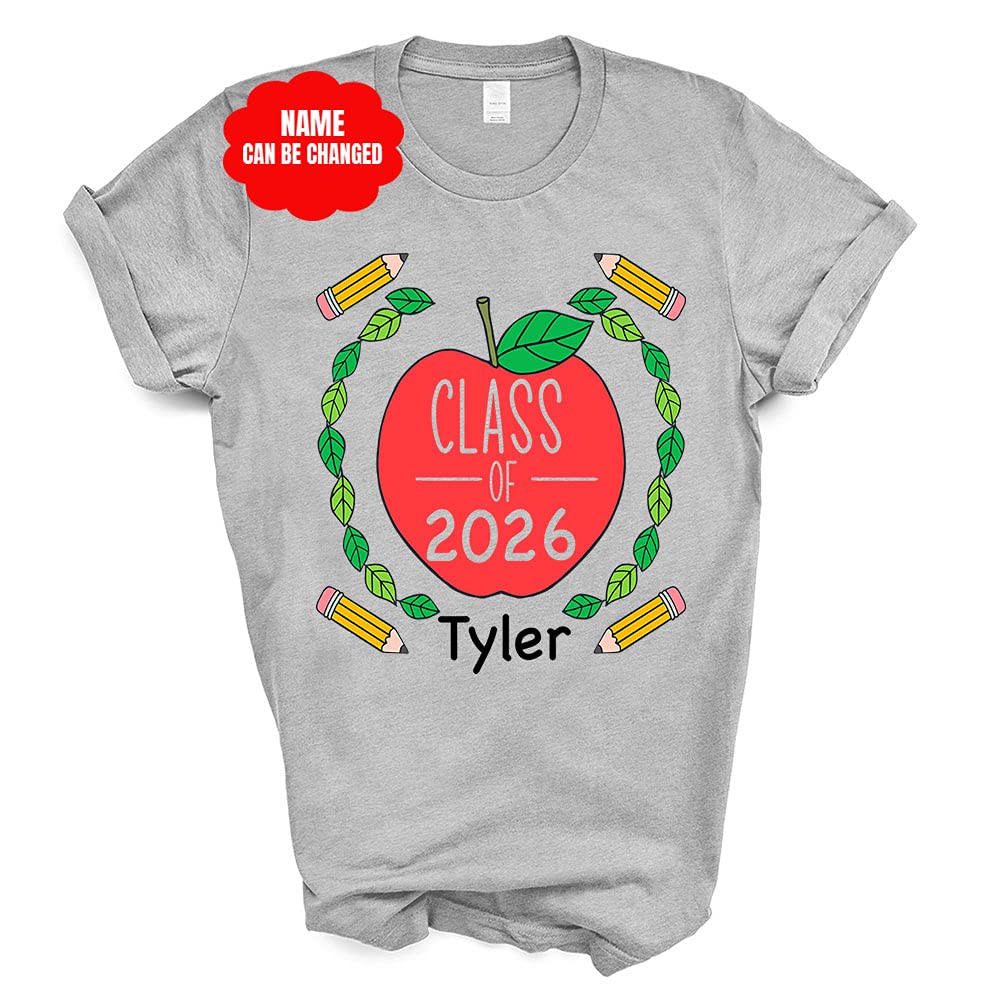 NINOMAXX Personalized Name Class of 2026 Shirts for Boys & Girls - 100% Cotton Graphic Tee - High School Graduation Gift, Senior Year Apparel, School Spirit Wear