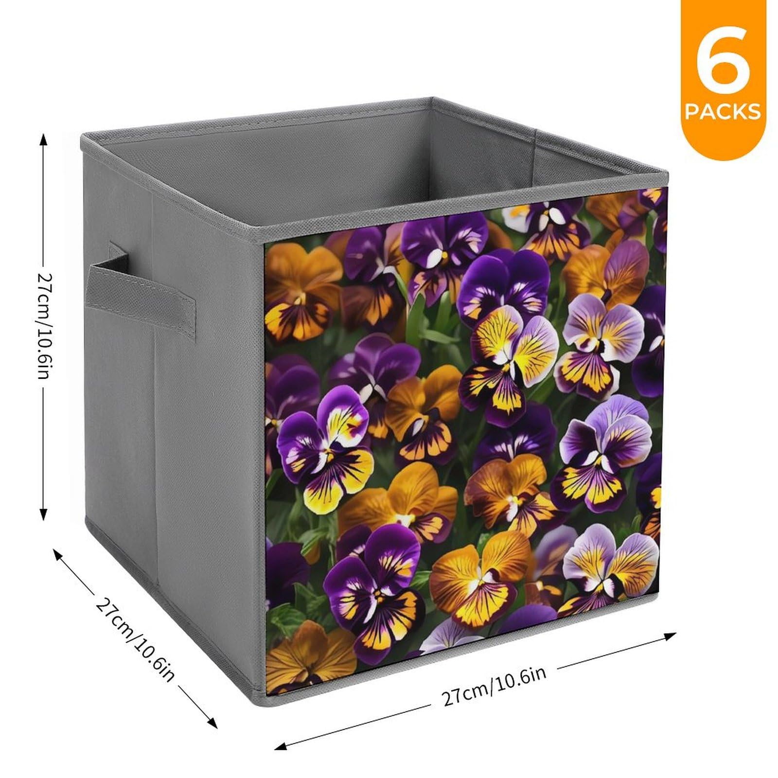 6PCS Foldable Storage Bins with Handles - Large Capacity Printed Storage Boxes for Playroom, Office & Home Organization | Perfect for Toys, Books, Clothes & Household Items