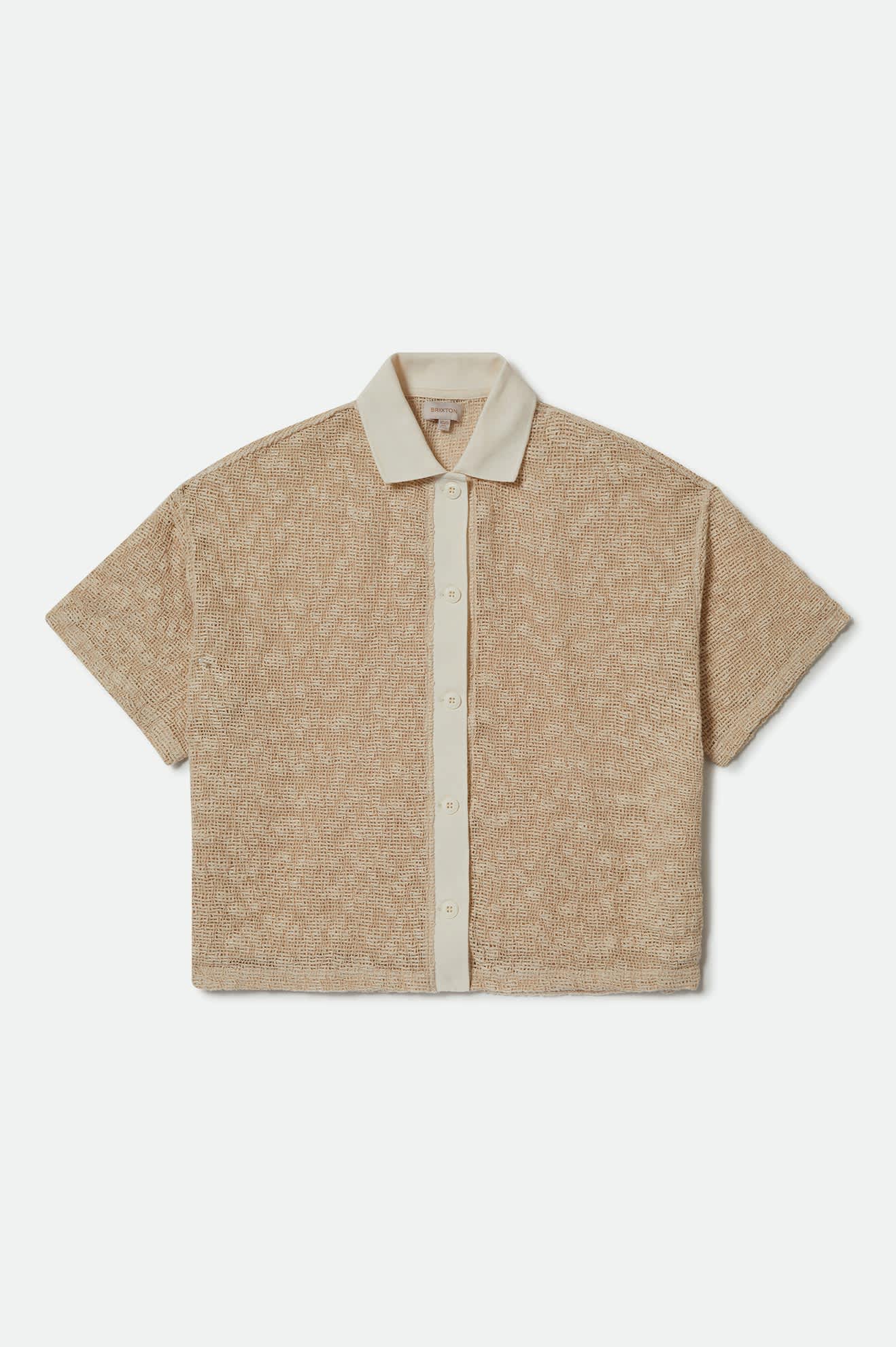 Men's Short Sleeve Mesh Button Down Polo Shirt - Breathable Knit Casual Top in Off White | Perfect for Golf, Office & Summer Outings
