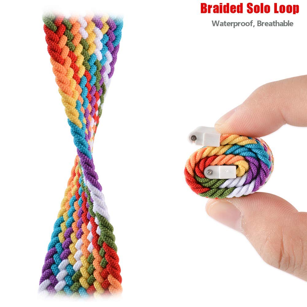 Stretchy Braided Solo Loop Band for Samsung Galaxy Watch 3 45mm/Galaxy Watch 46mm - 22mm Elastic Sport Strap Woven Compatible with Huawei Watch 2 Classic - Comfortable for Running, Gym & Daily Wear