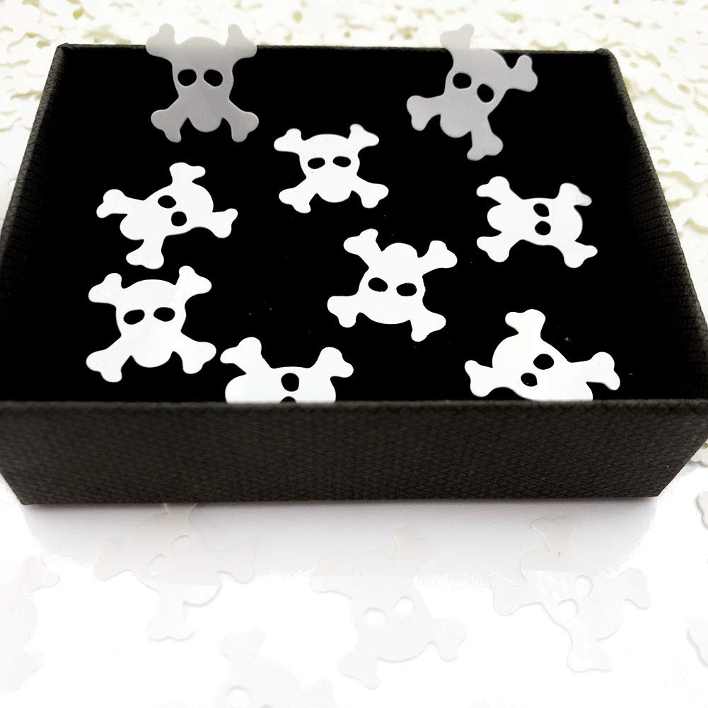 Scary Skull Confetti for Halloween Party Decorations - Glitter Metallic Foil Pirate & Haunted House Supplies - DIY Table Scatter for Special Events, Birthdays & Themed Parties