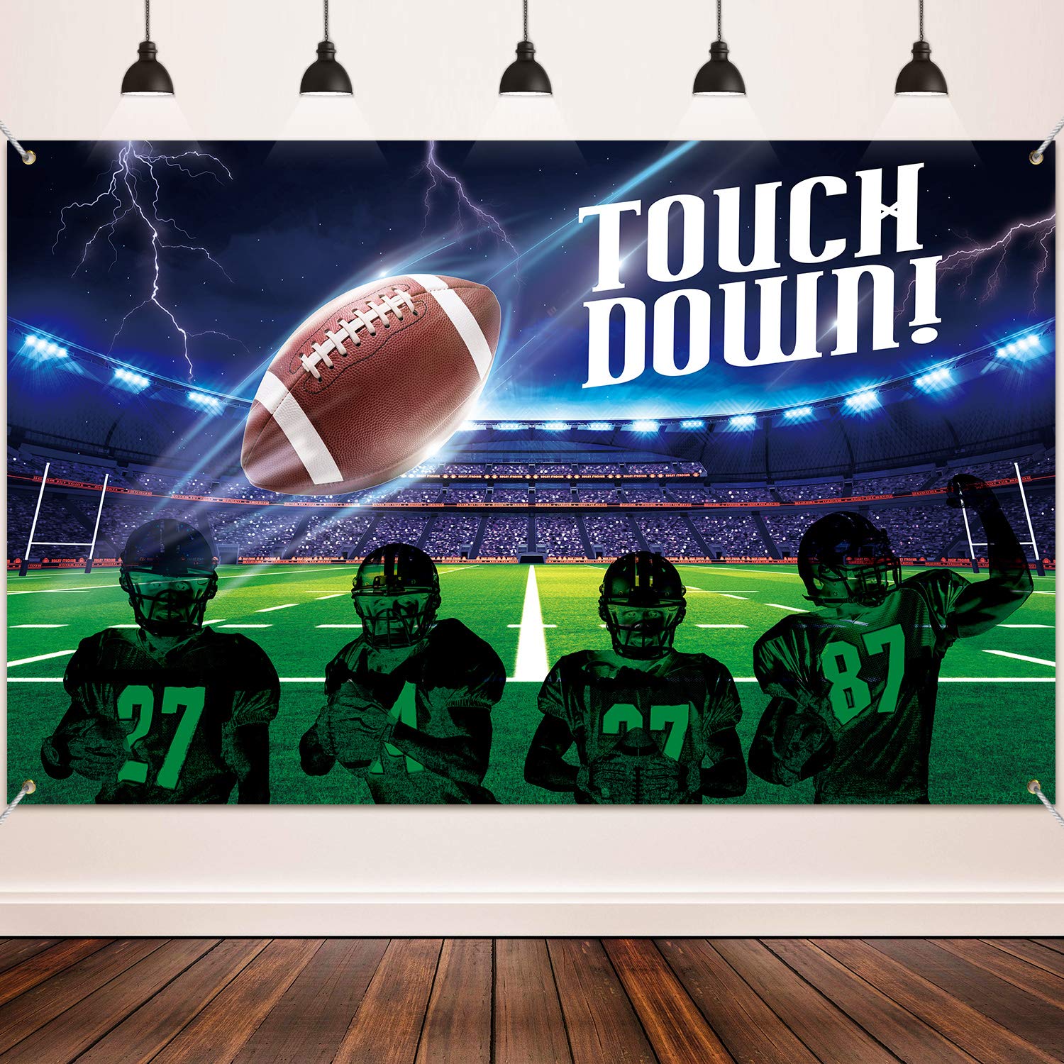 Football Party Decorations - Large Fabric Football Scene Backdrop for Touchdown Party, Photo Booth Background & Field Banner - Perfect for Football Themed Birthday, Super Bowl, Tailgate & Game Day Decor
