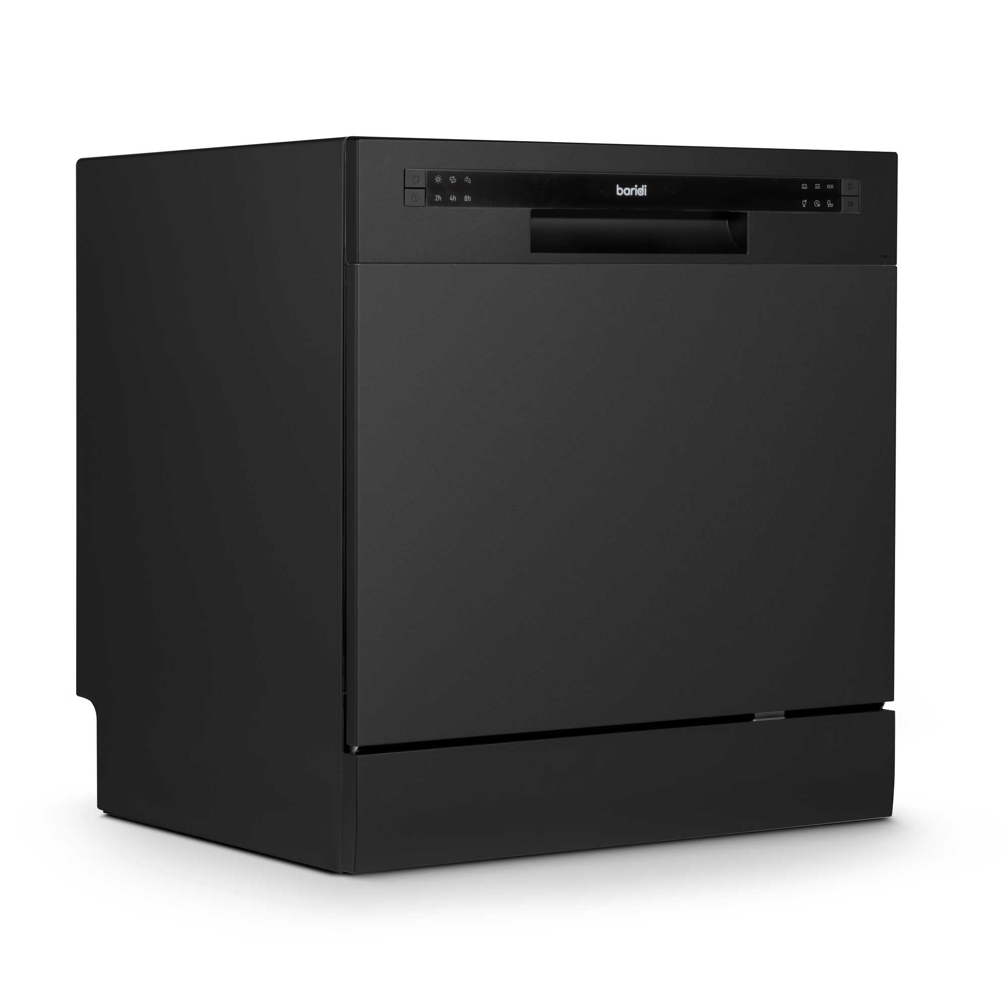 Baridi Compact Tabletop Dishwasher - 8 Place Settings, 6 Wash Programs, Ultra Quiet (42dB), 8L Capacity in Sleek Black (Model DH88) - Perfect for Apartments, RVs & Small Kitchens